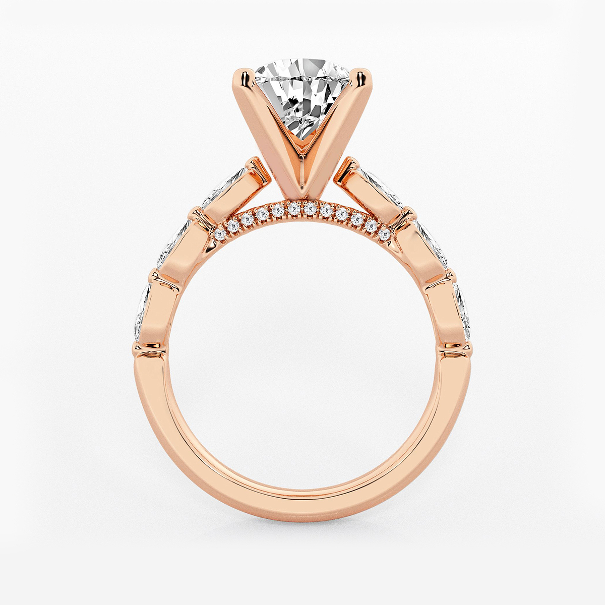 Additional Image 1 for  2 1/2 ctw Pear Lab Grown Diamond Engagement Ring with Floating Marquise Side Accents