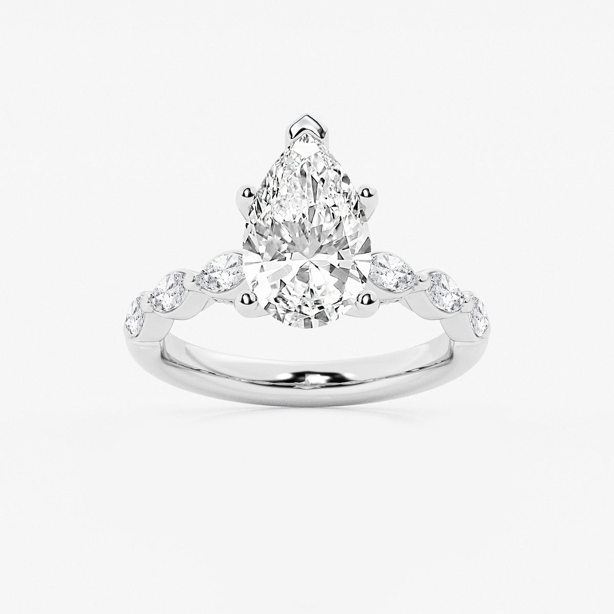 2 1/2 ctw Pear Lab Grown Diamond Engagement Ring with Floating Marquise Side Accents