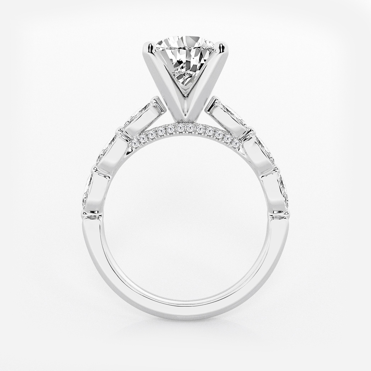 Additional Image 1 for  2 1/2 ctw Pear Lab Grown Diamond Engagement Ring with Floating Marquise Side Accents