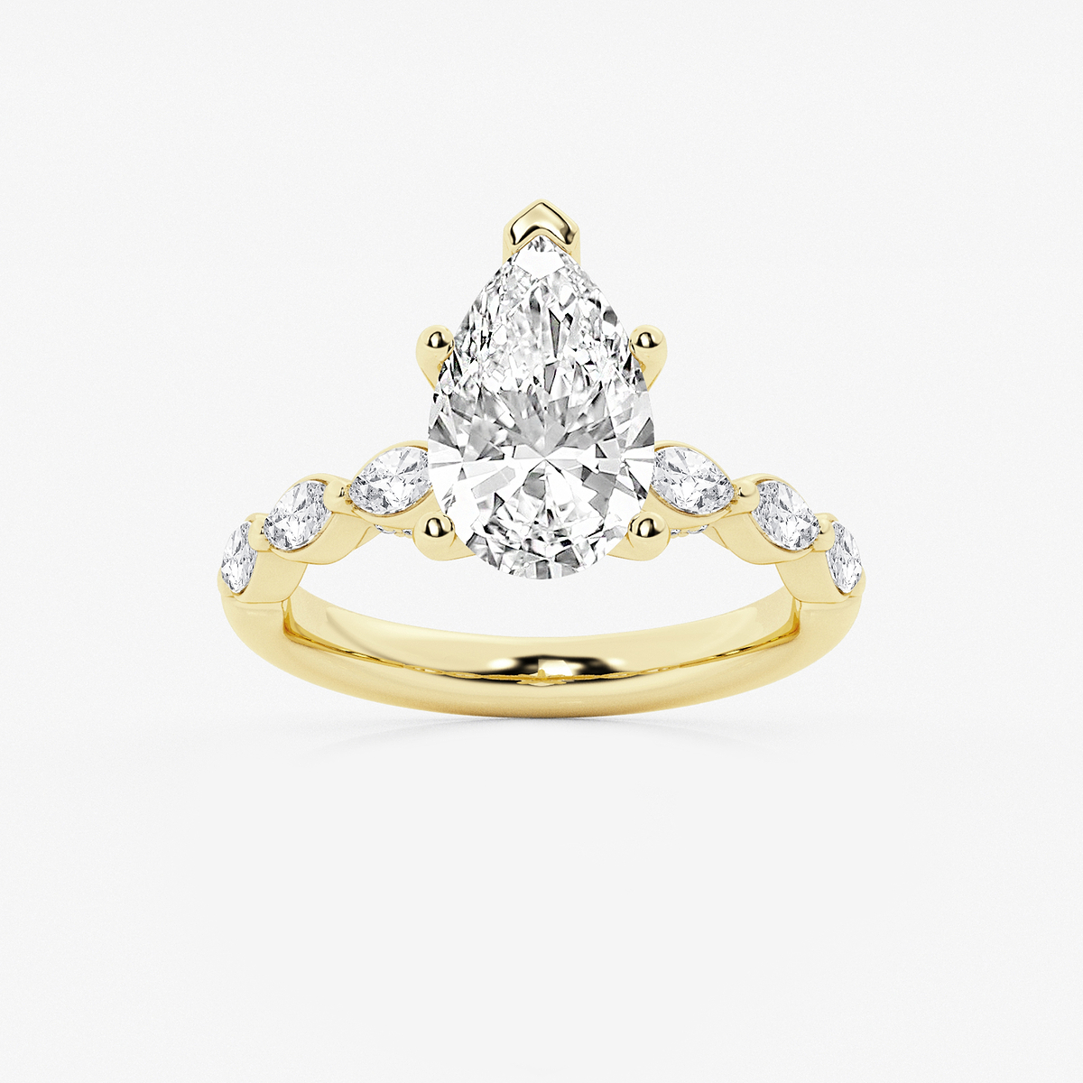 2 1/2 ctw Pear Lab Grown Diamond Engagement Ring with Floating Marquise Side Accents