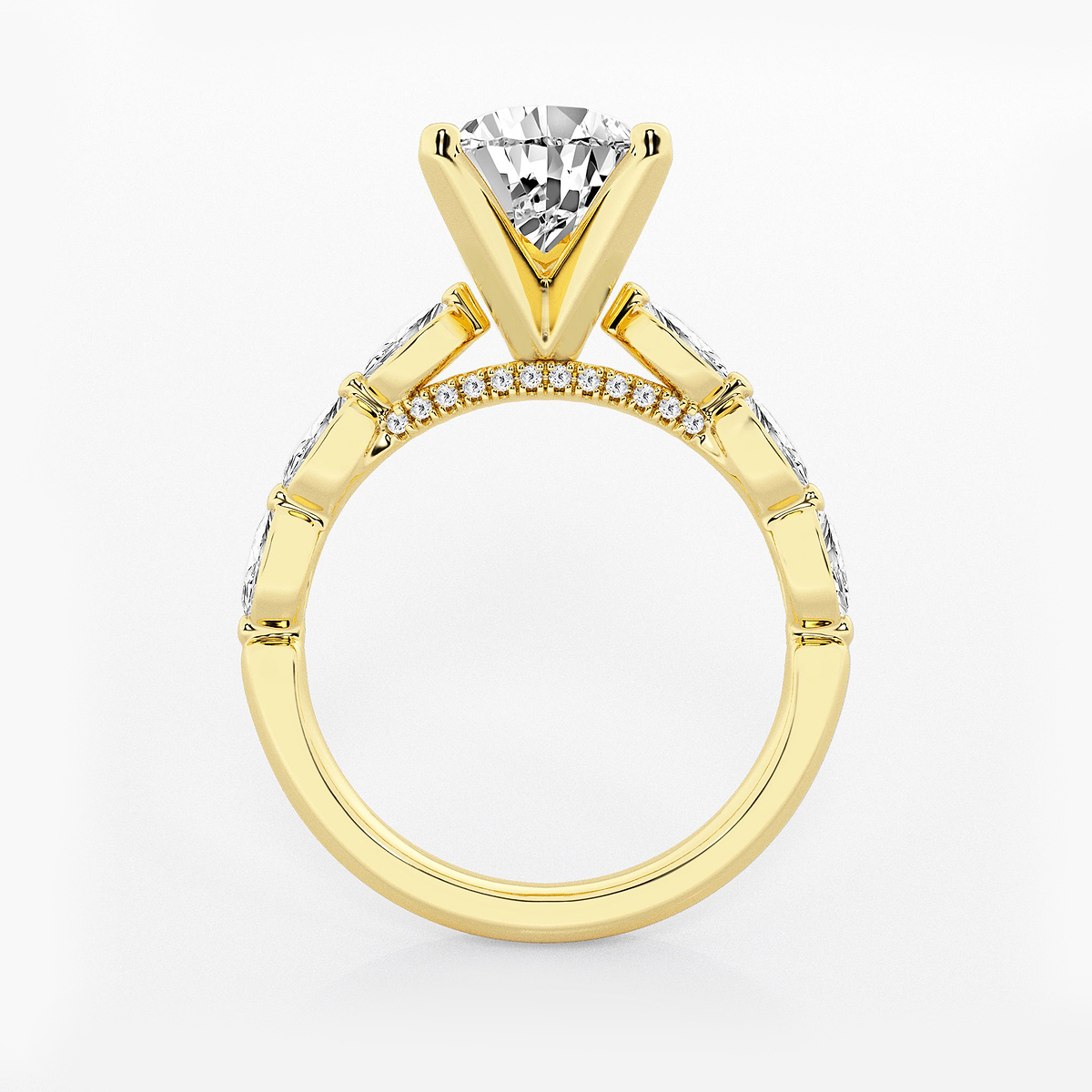 Additional Image 1 for  2 1/2 ctw Pear Lab Grown Diamond Engagement Ring with Floating Marquise Side Accents