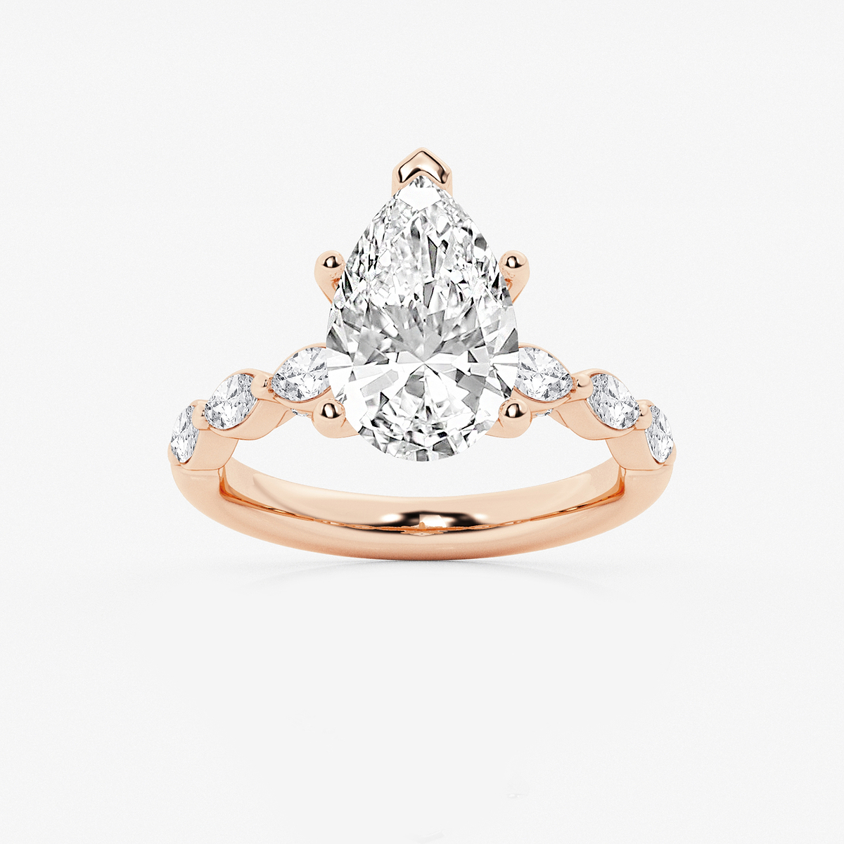 3 1/2 ctw Pear Lab Grown Diamond Engagement Ring with Floating Marquise Side Accents