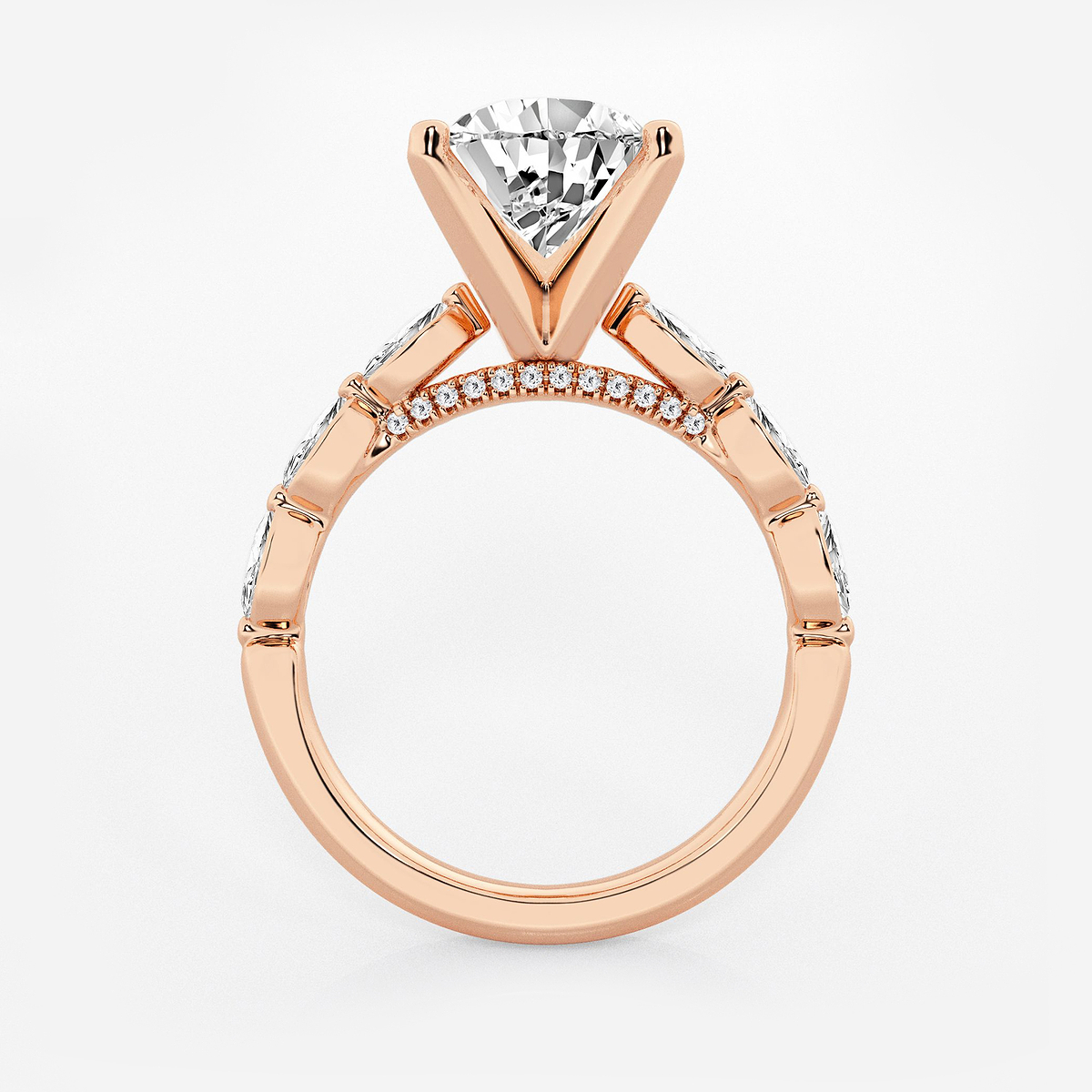 Additional Image 1 for  3 1/2 ctw Pear Lab Grown Diamond Engagement Ring with Floating Marquise Side Accents