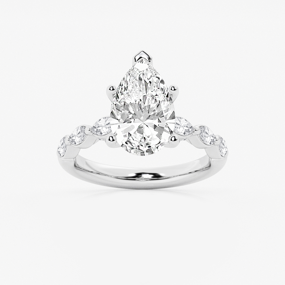 3 ctw Pear Lab Grown Diamond Engagement Ring with Floating Marquise Side Accents