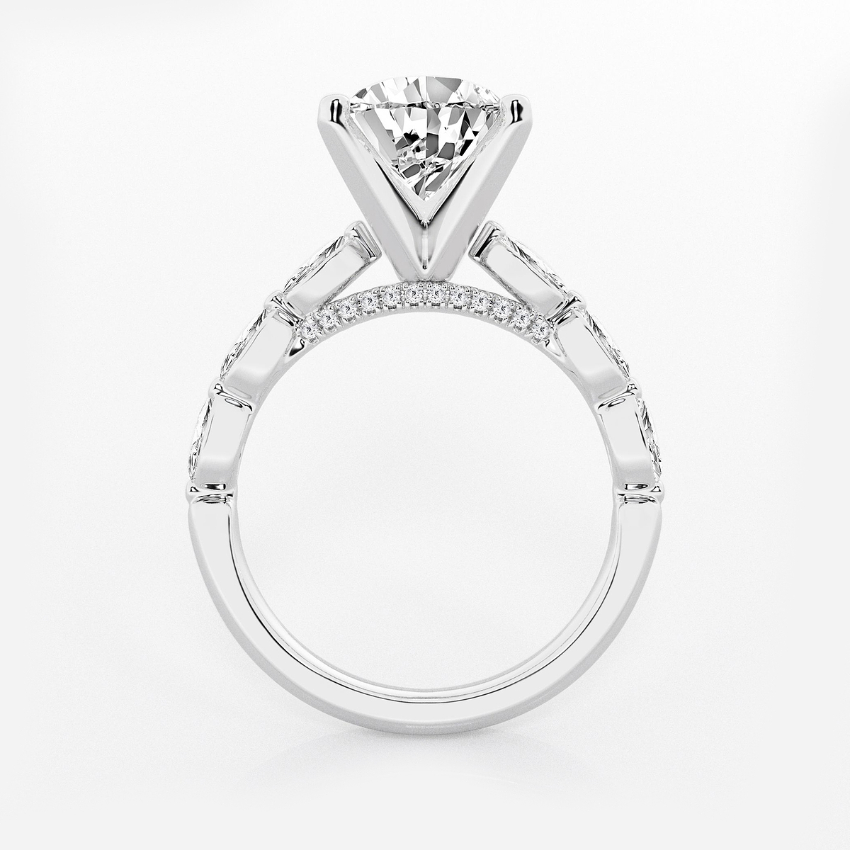 Additional Image 1 for  3 ctw Pear Lab Grown Diamond Engagement Ring with Floating Marquise Side Accents