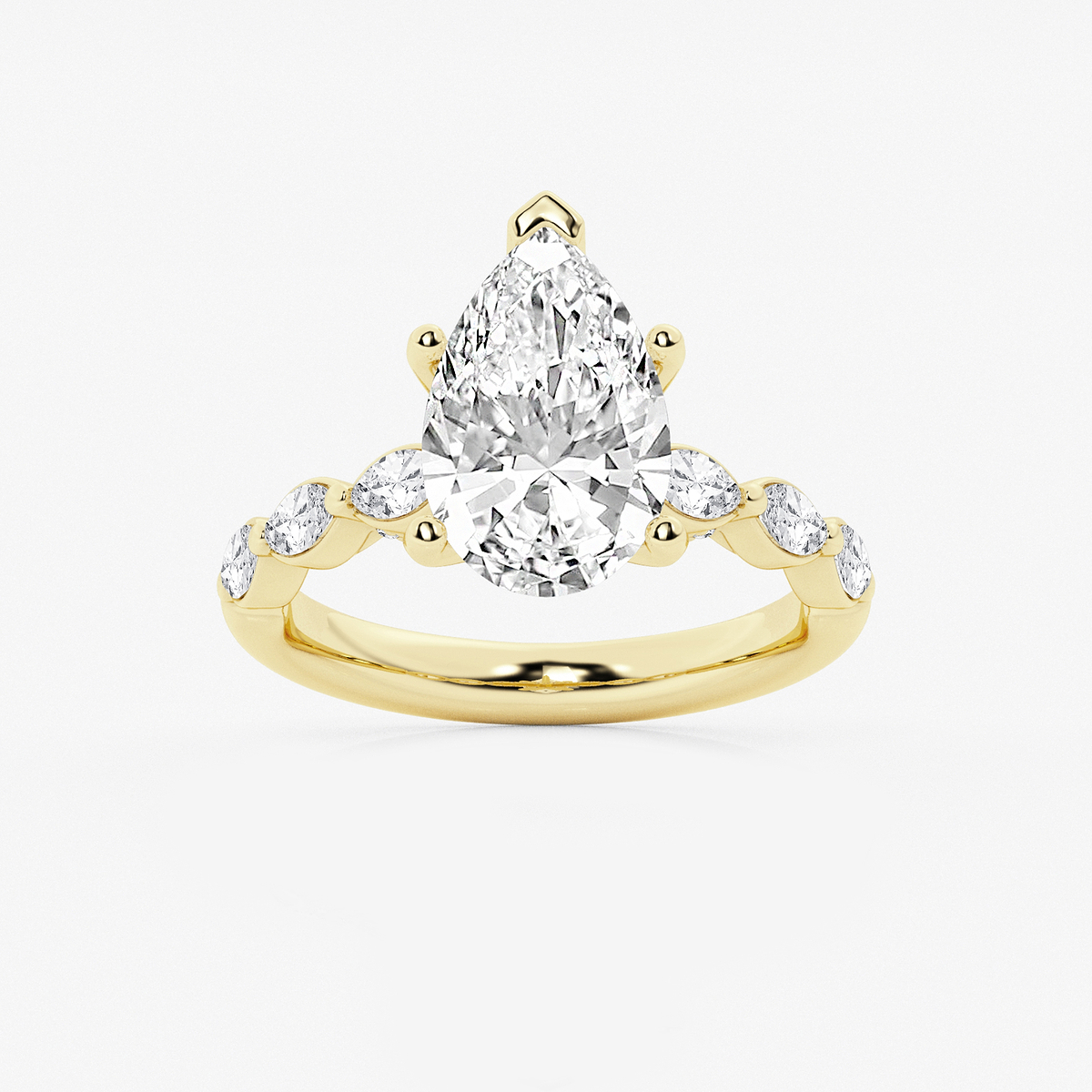3 1/2 ctw Pear Lab Grown Diamond Engagement Ring with Floating Marquise Side Accents