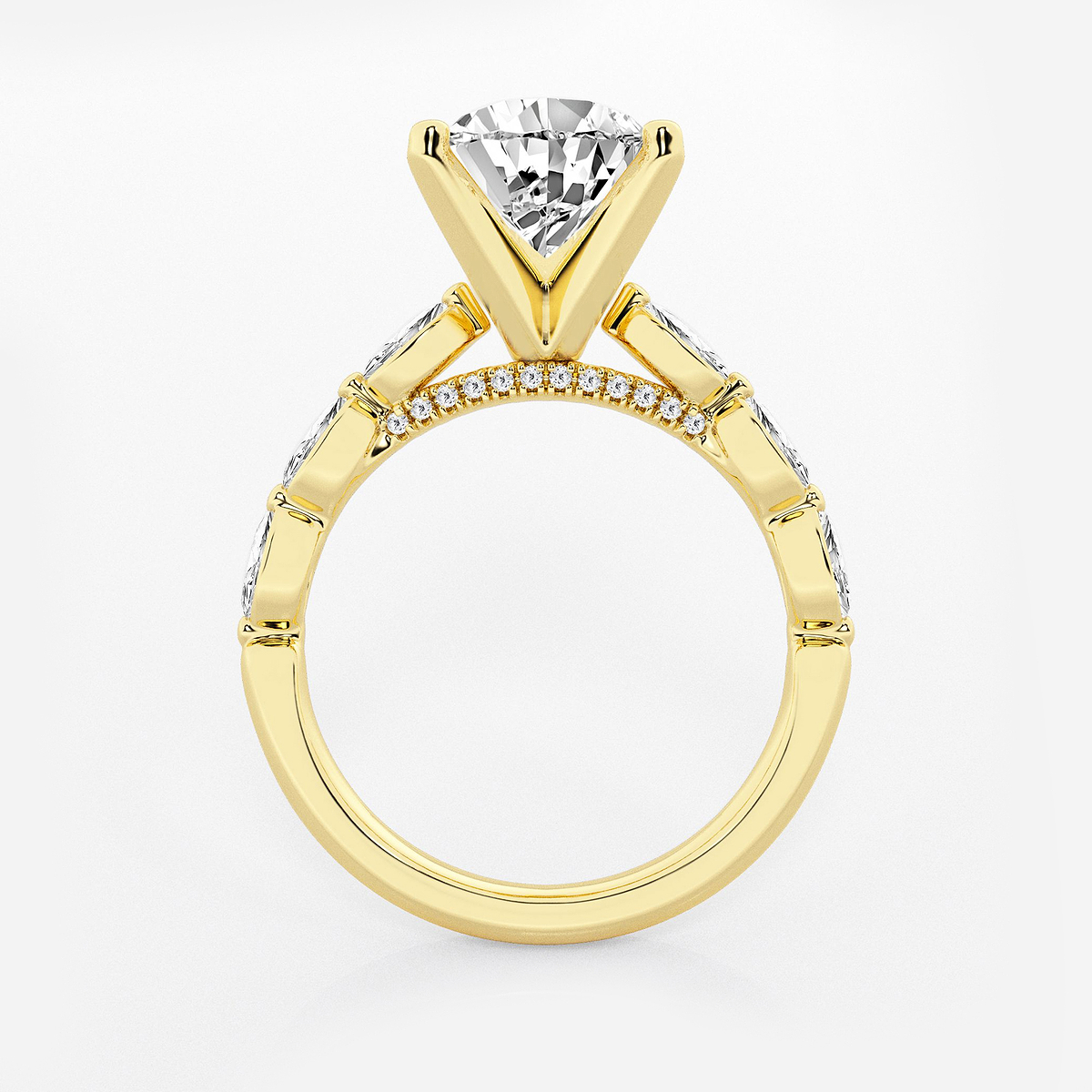 Additional Image 1 for  3 1/2 ctw Pear Lab Grown Diamond Engagement Ring with Floating Marquise Side Accents