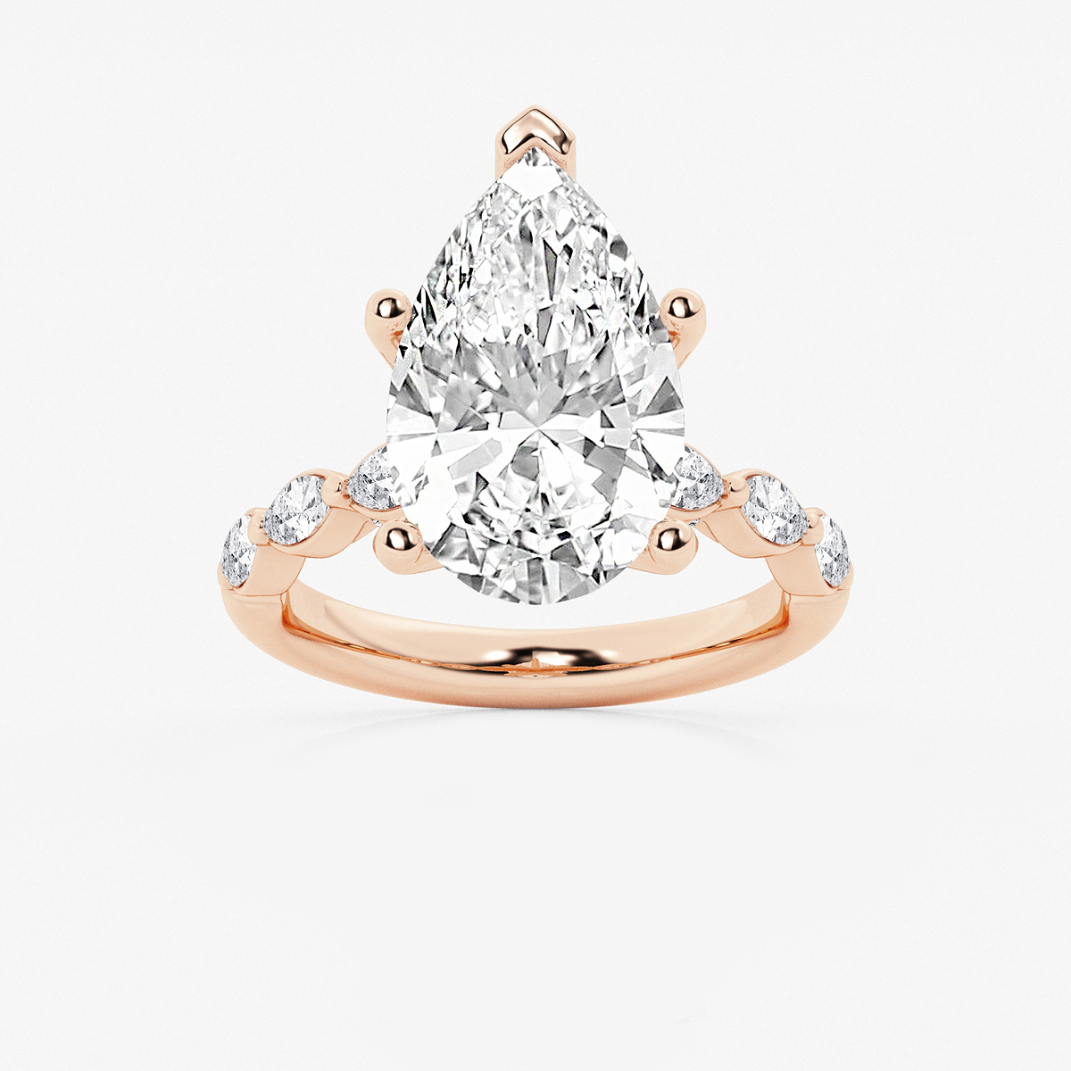 6 1/2 ctw Pear Lab Grown Diamond Engagement Ring with Floating Marquise Side Accents