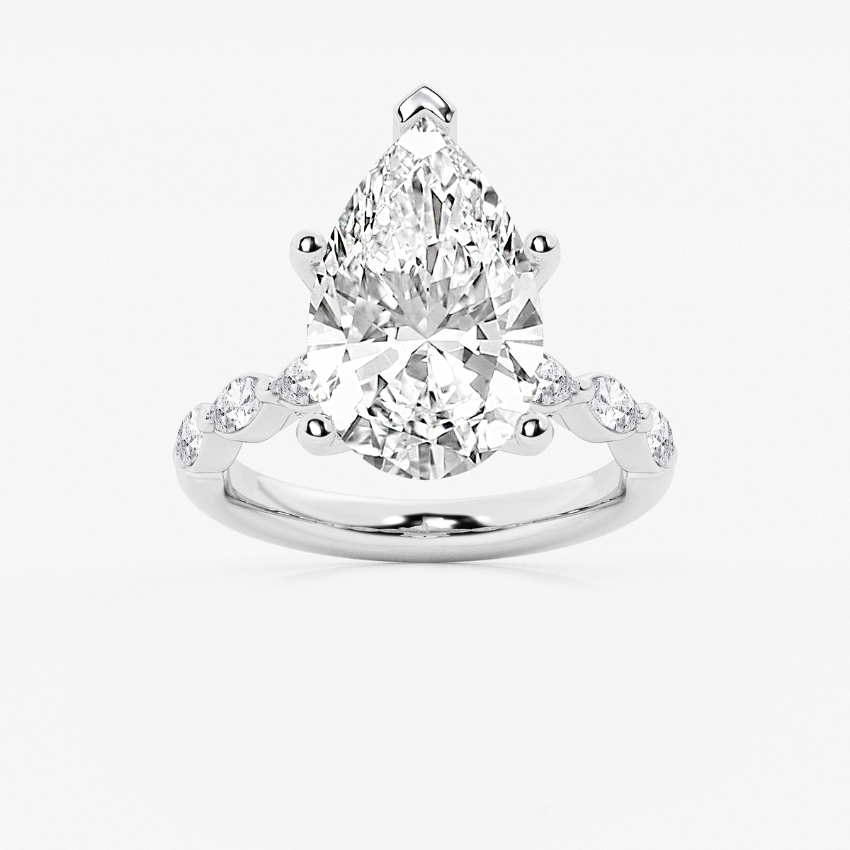 6 1/2 ctw Pear Lab Grown Diamond Engagement Ring with Floating Marquise Side Accents