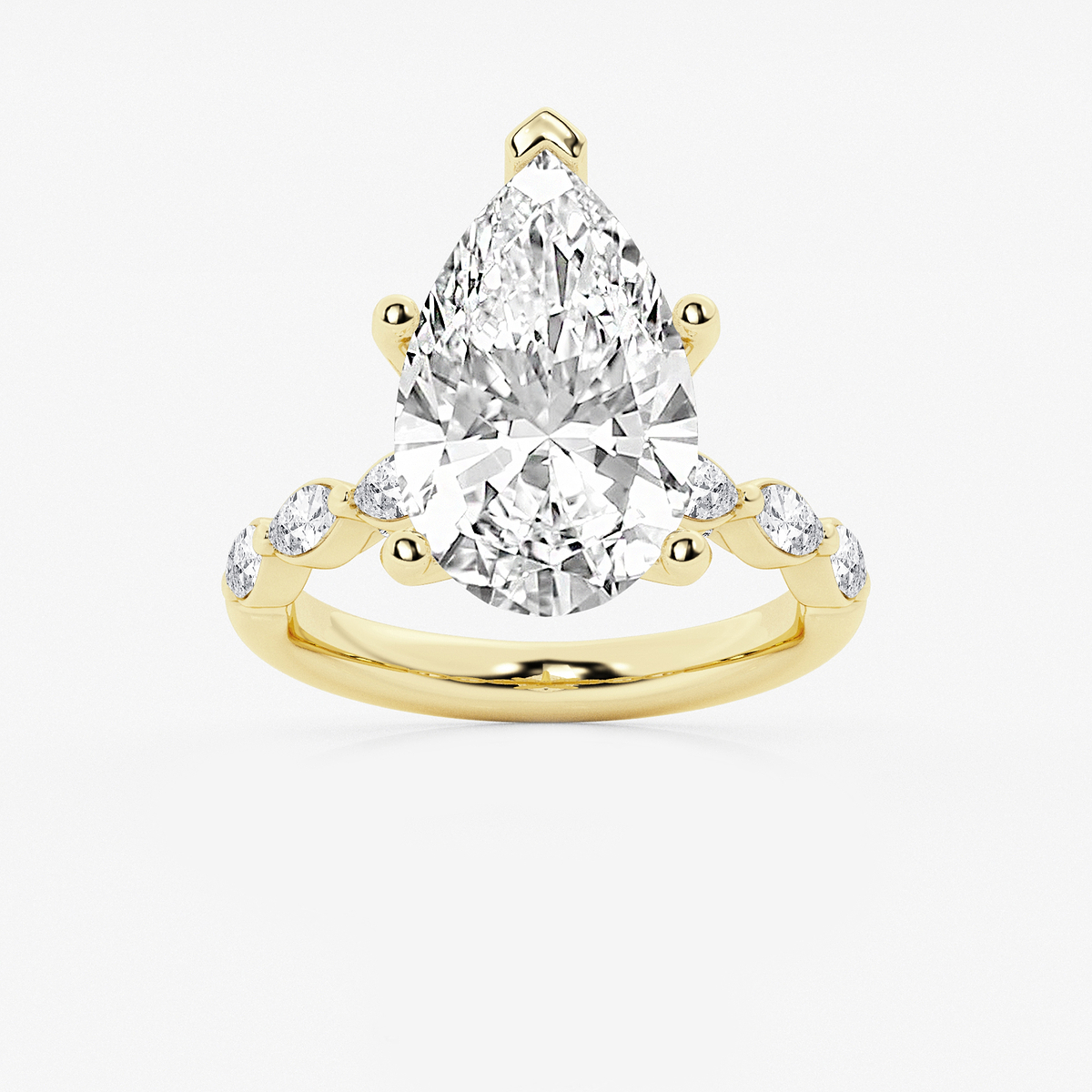 6 1/2 ctw Pear Lab Grown Diamond Engagement Ring with Floating Marquise Side Accents