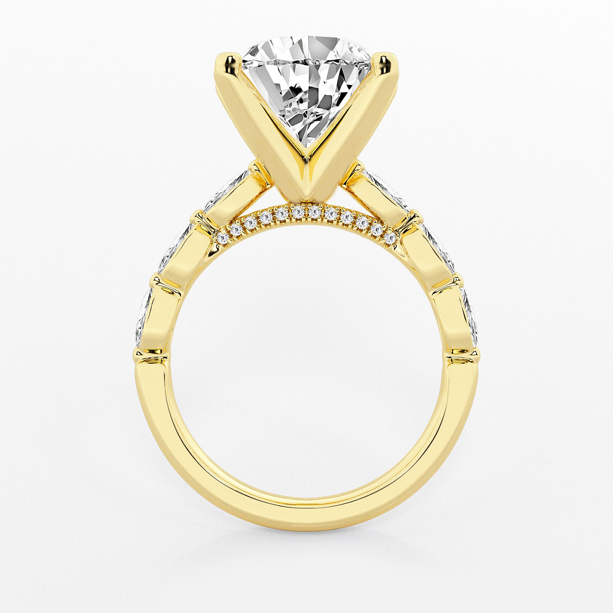 Additional Image 1 for  6 1/2 ctw Pear Lab Grown Diamond Engagement Ring with Floating Marquise Side Accents