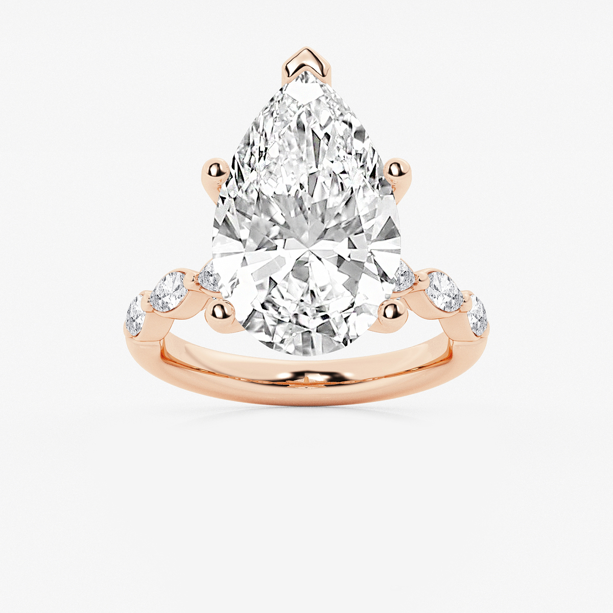 8 1/2 ctw Pear Lab Grown Diamond Engagement Ring with Floating Marquise Side Accents