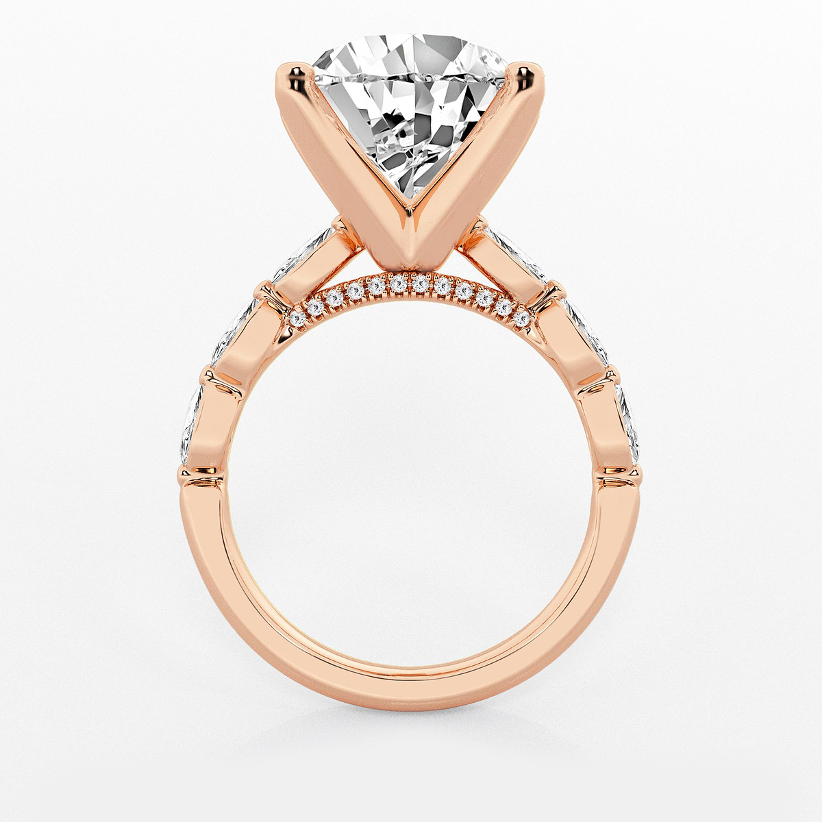Additional Image 1 for  8 1/2 ctw Pear Lab Grown Diamond Engagement Ring with Floating Marquise Side Accents