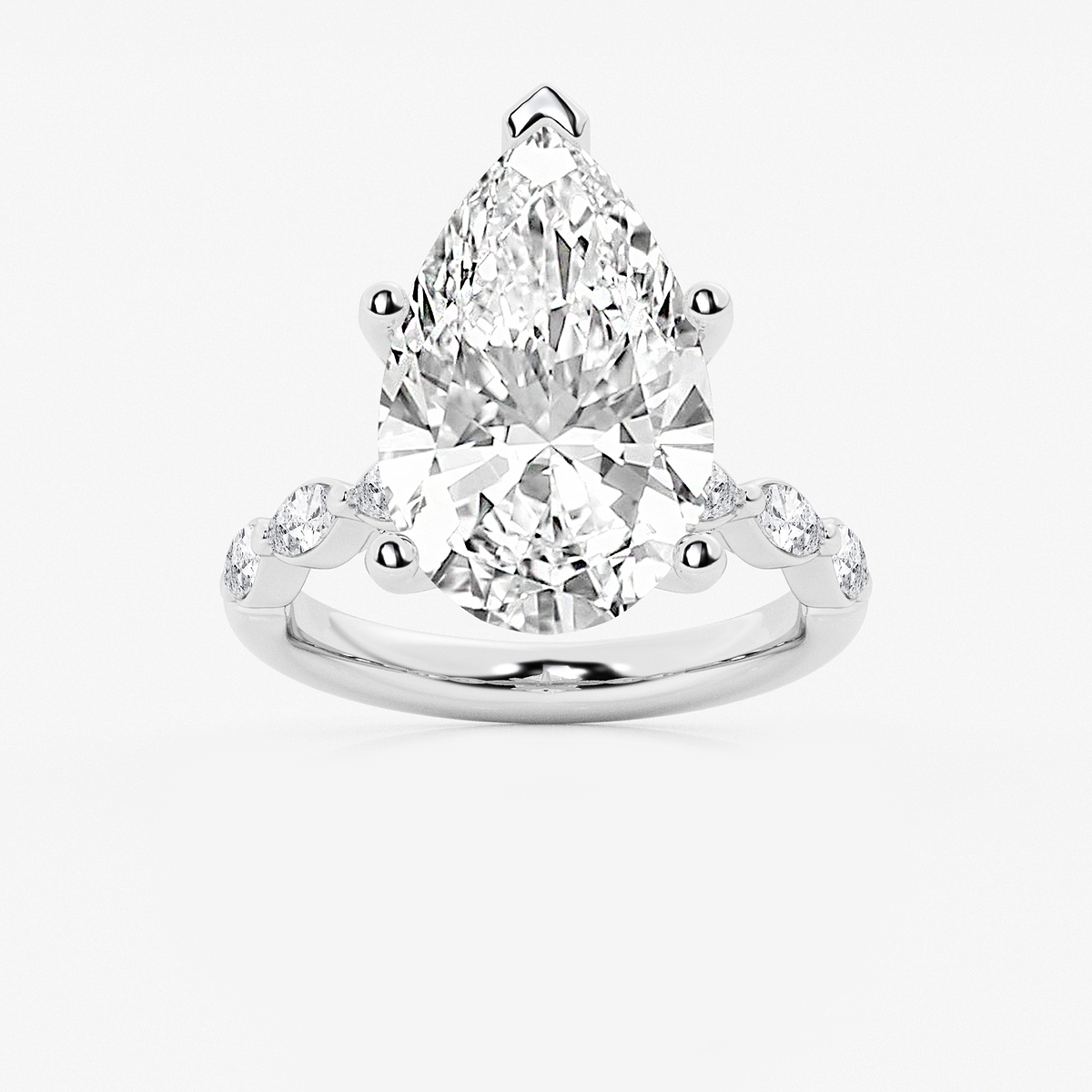 8 1/2 ctw Pear Lab Grown Diamond Engagement Ring with Floating Marquise Side Accents