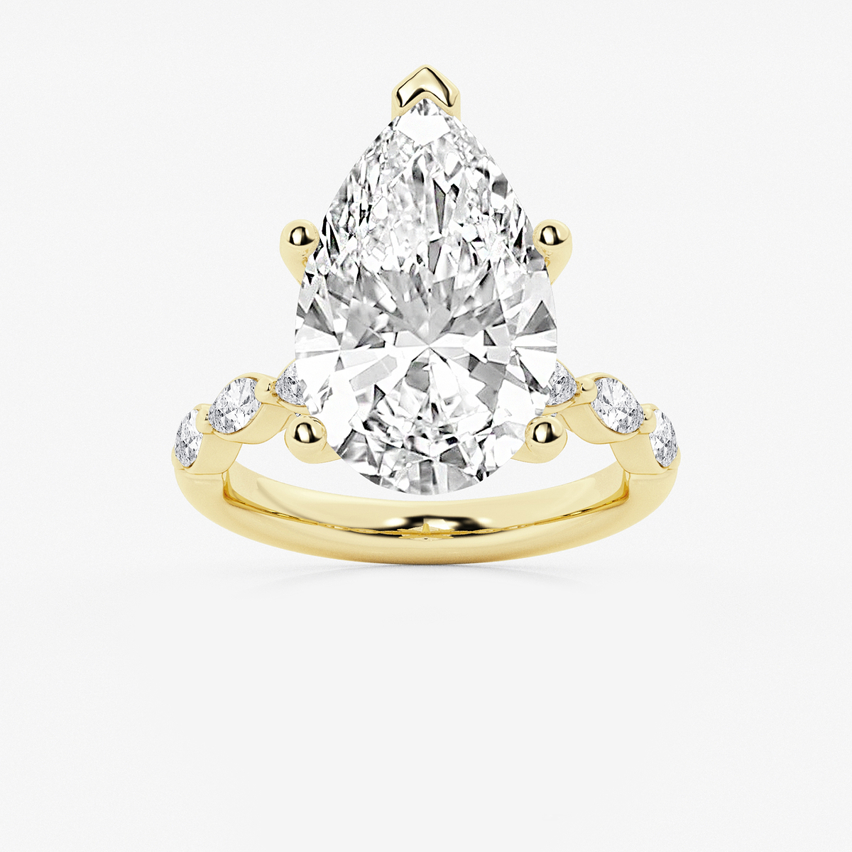 8 1/2 ctw Pear Lab Grown Diamond Engagement Ring with Floating Marquise Side Accents