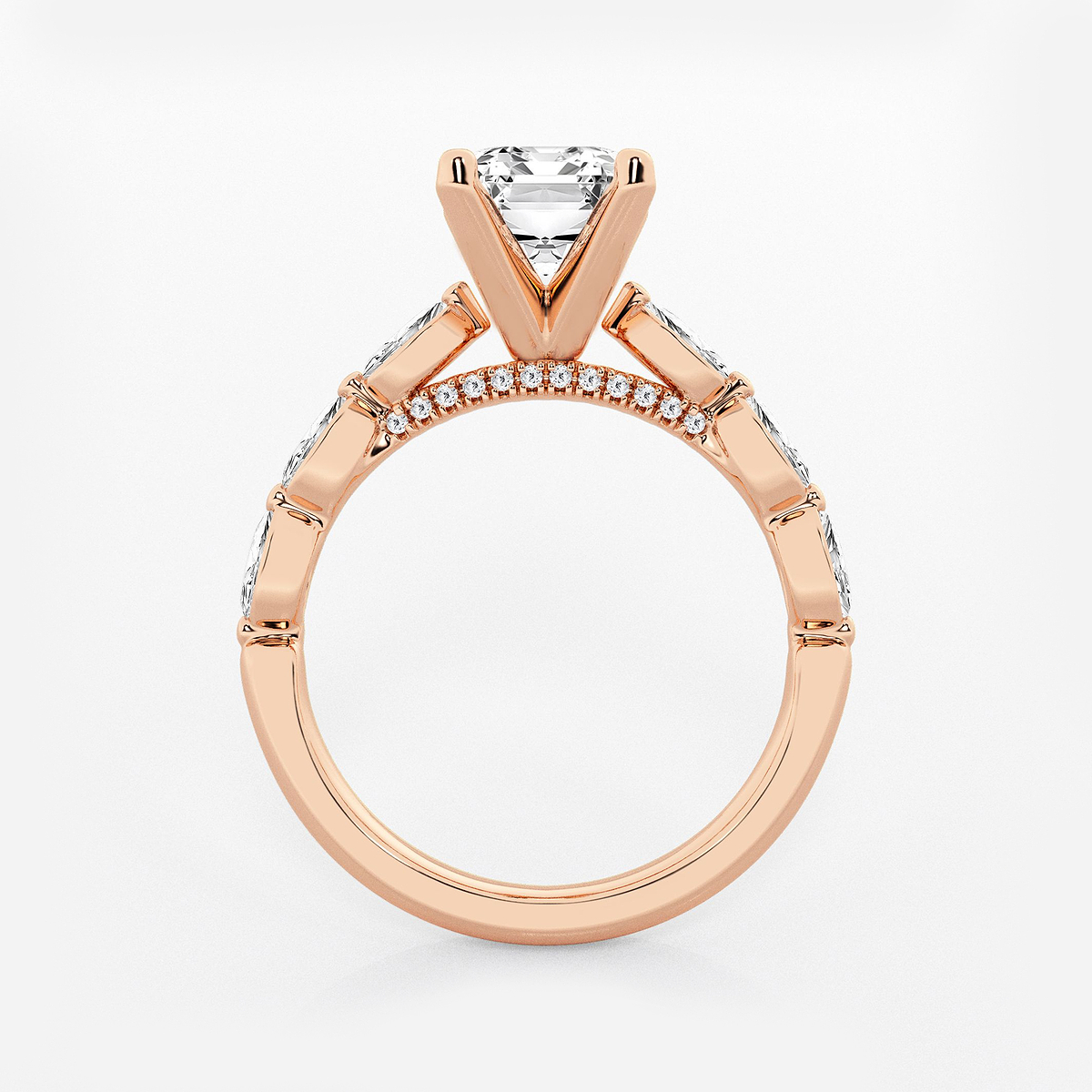 Additional Image 1 for  2 1/2 ctw Emerald Lab Grown Diamond Engagement Ring with Floating Marquise Side Accents