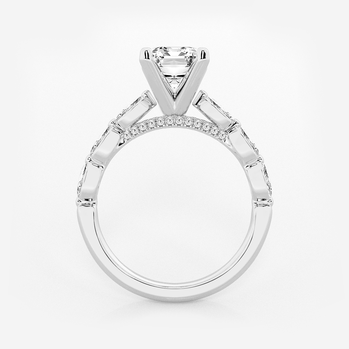 Additional Image 1 for  2 1/2 ctw Emerald Lab Grown Diamond Engagement Ring with Floating Marquise Side Accents