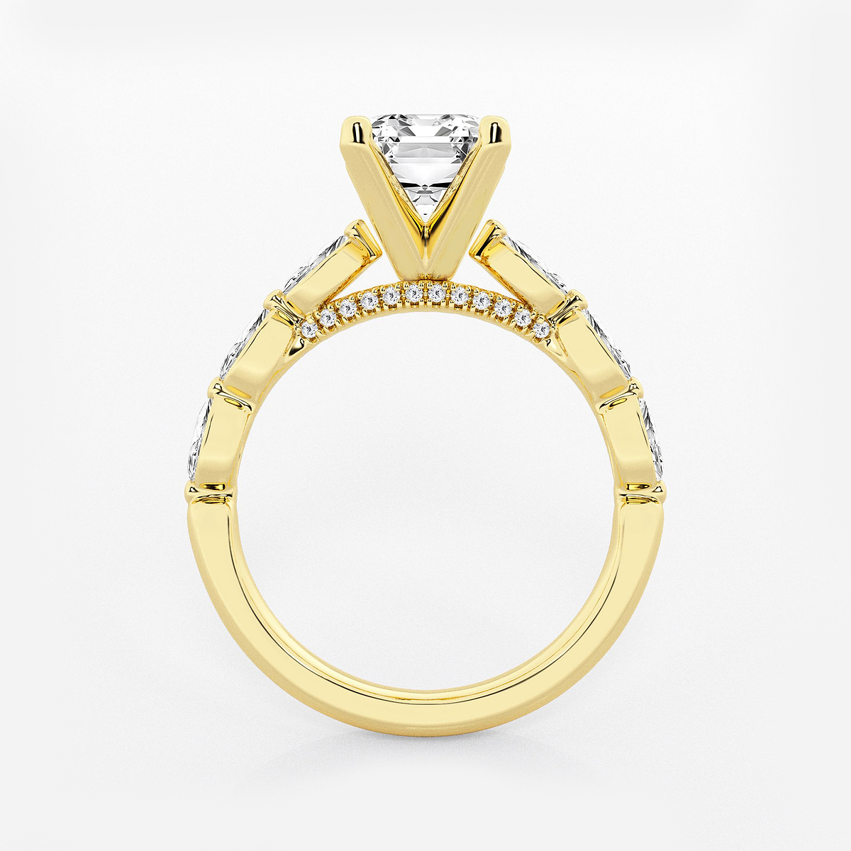 Additional Image 1 for  2 1/2 ctw Emerald Lab Grown Diamond Engagement Ring with Floating Marquise Side Accents