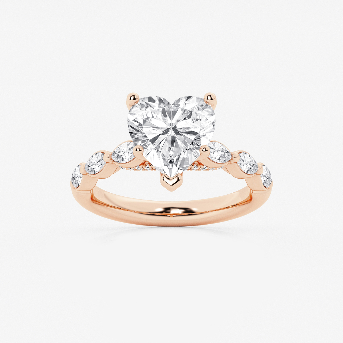 2 1/2 ctw Heart Lab Grown Diamond Engagement Ring with Floating Marquise Side Accents