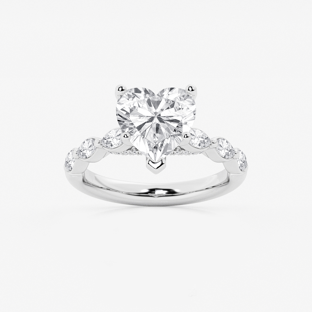 2 1/2 ctw Heart Lab Grown Diamond Engagement Ring with Floating Marquise Side Accents