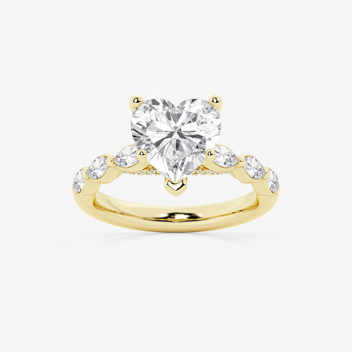 2 1/2 ctw Heart Lab Grown Diamond Engagement Ring with Floating Marquise Side Accents