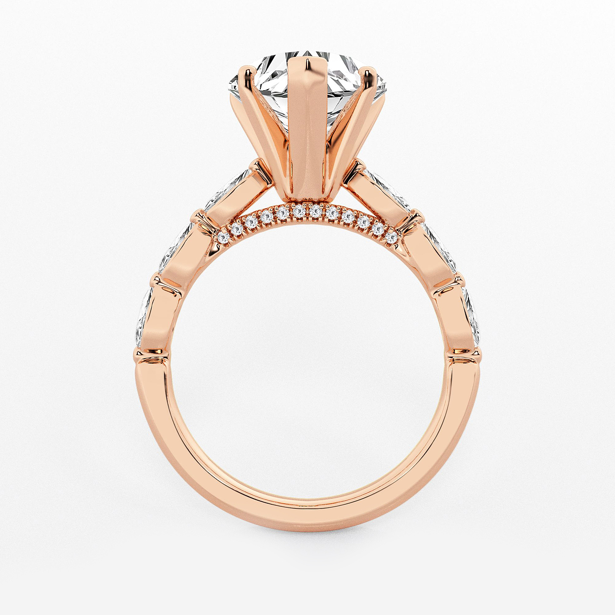 Additional Image 1 for  3 ctw Heart Lab Grown Diamond Engagement Ring with Floating Marquise Side Accents