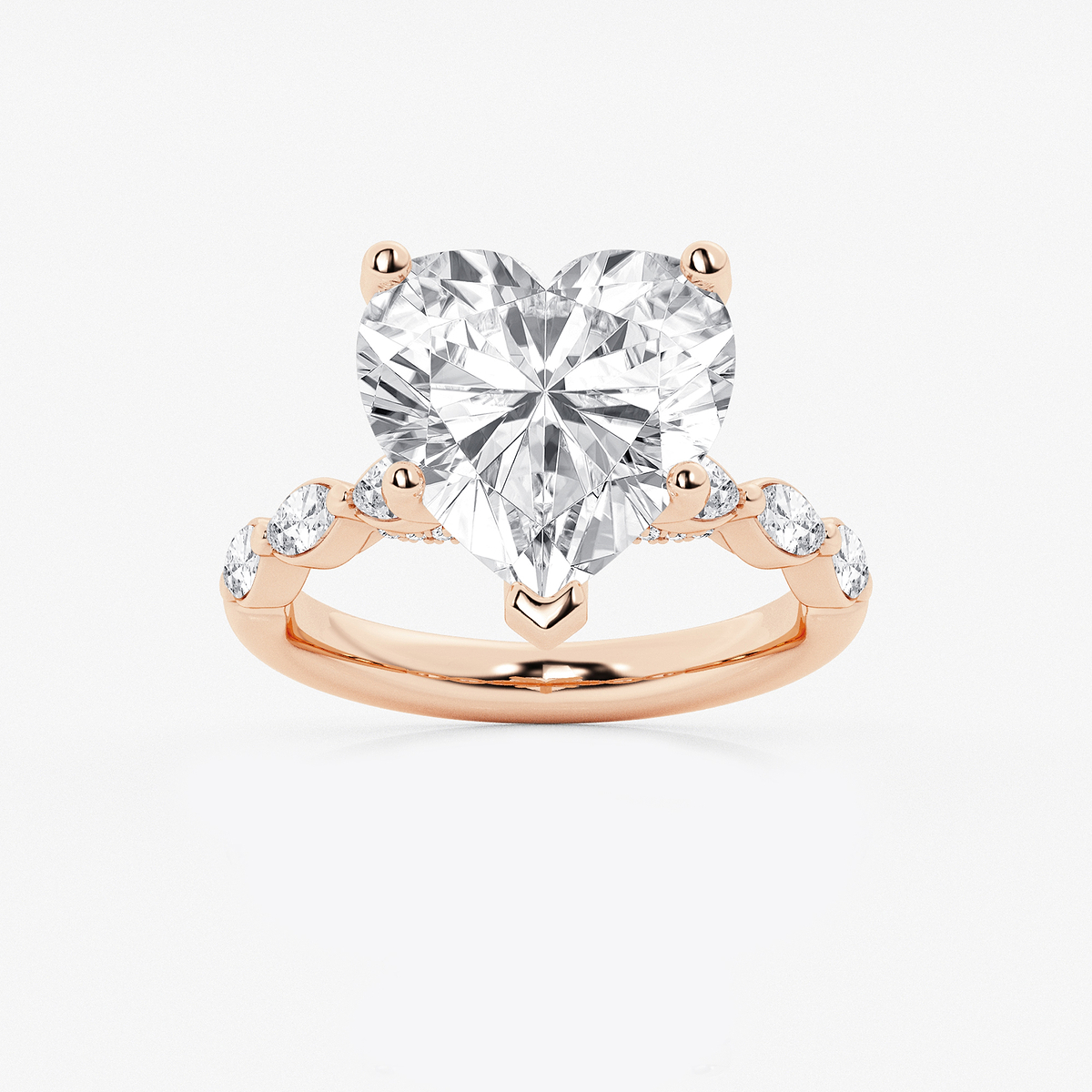 6 1/2 ctw Heart Lab Grown Diamond Engagement Ring with Floating Marquise Side Accents