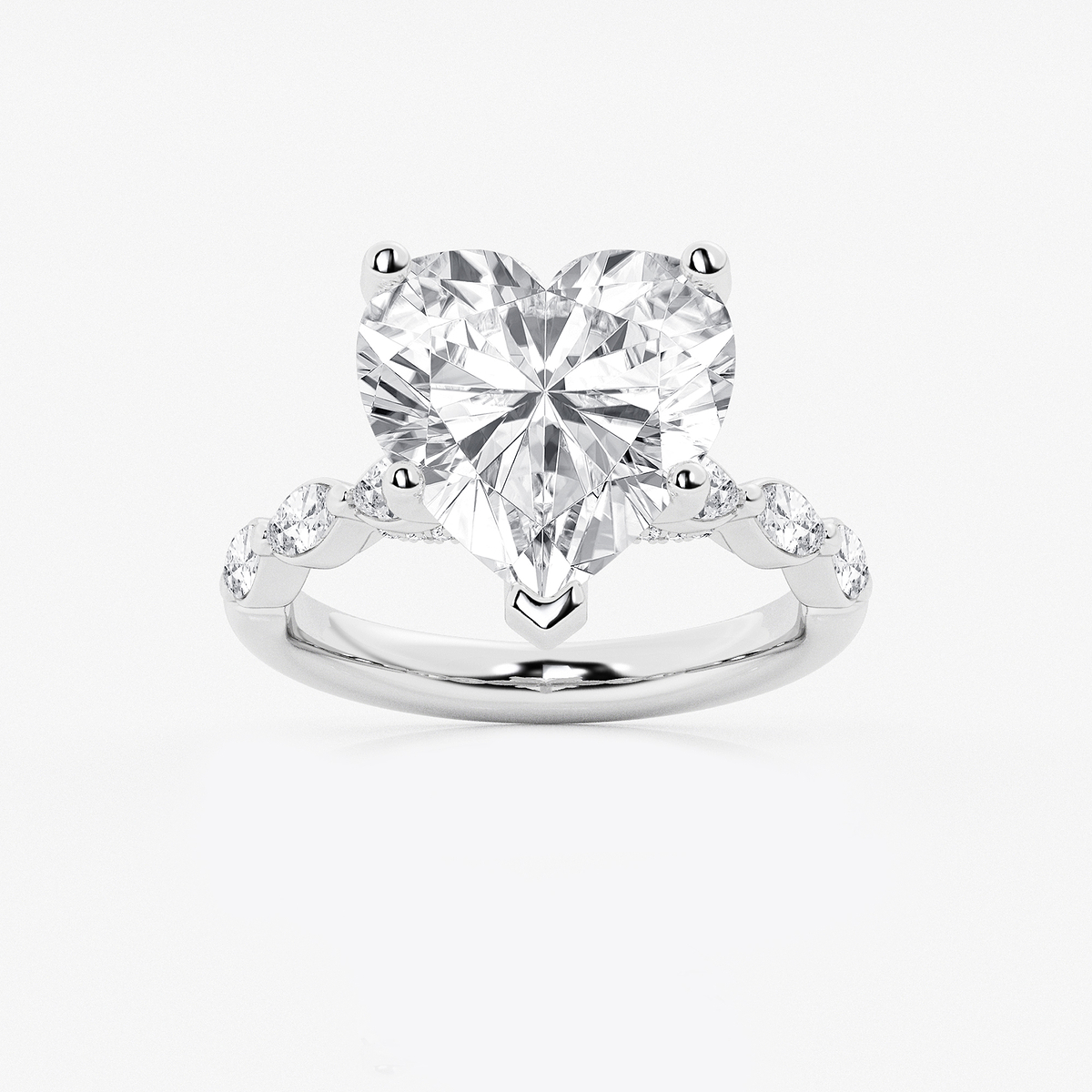 6 1/2 ctw Heart Lab Grown Diamond Engagement Ring with Floating Marquise Side Accents