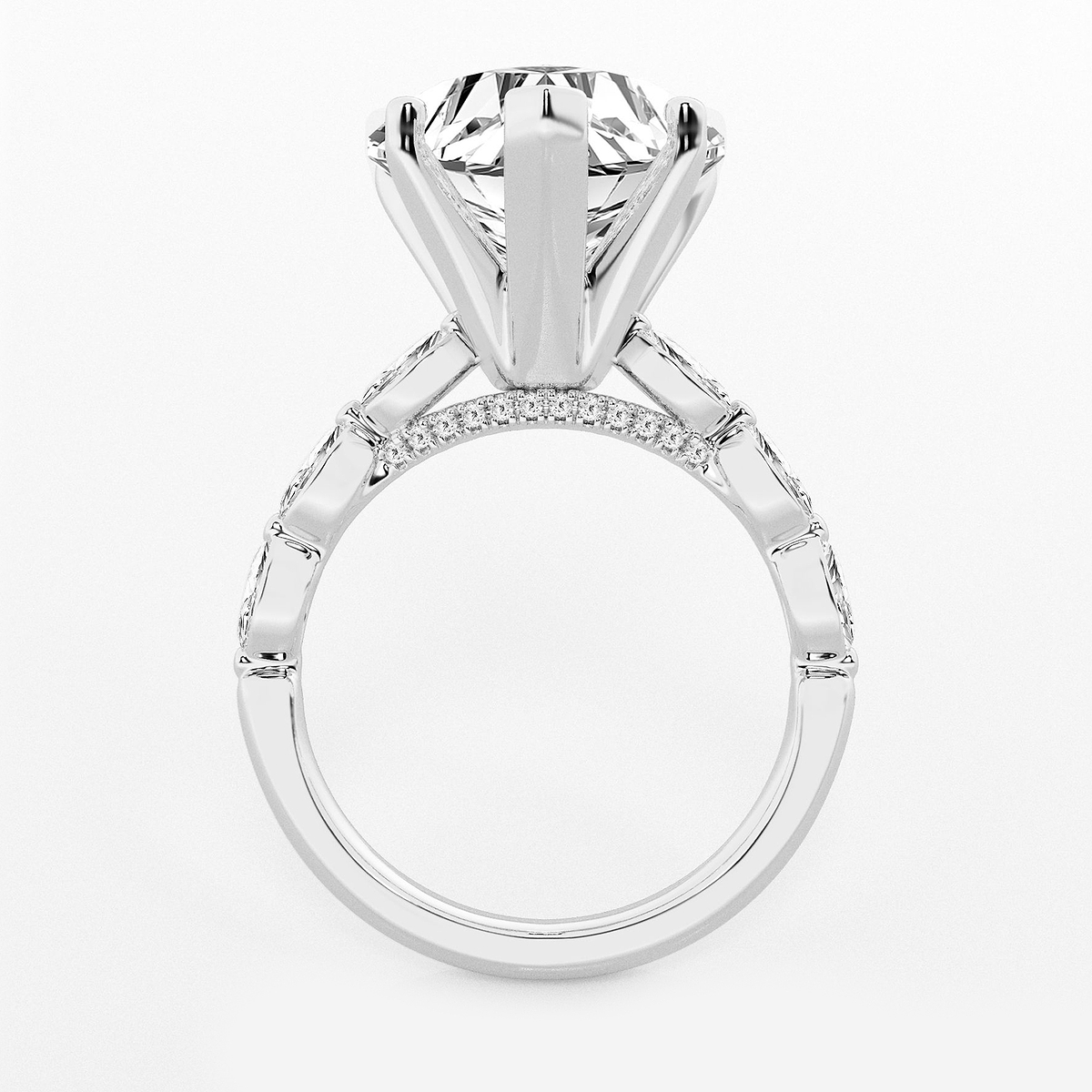 Additional Image 1 for  6 1/2 ctw Heart Lab Grown Diamond Engagement Ring with Floating Marquise Side Accents