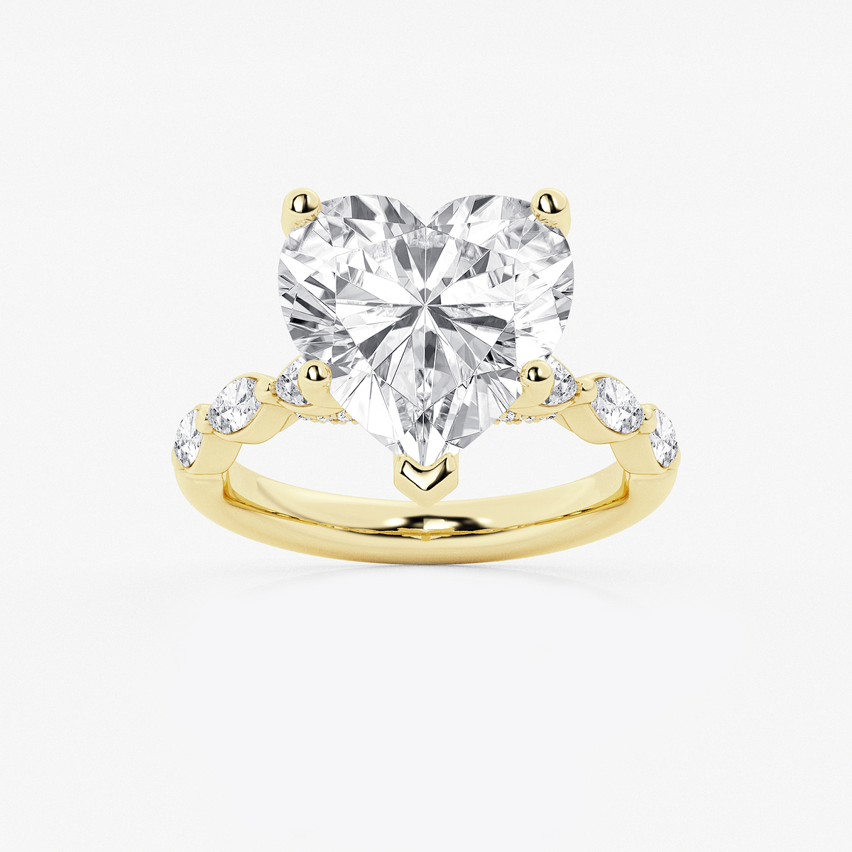 6 1/2 ctw Heart Lab Grown Diamond Engagement Ring with Floating Marquise Side Accents