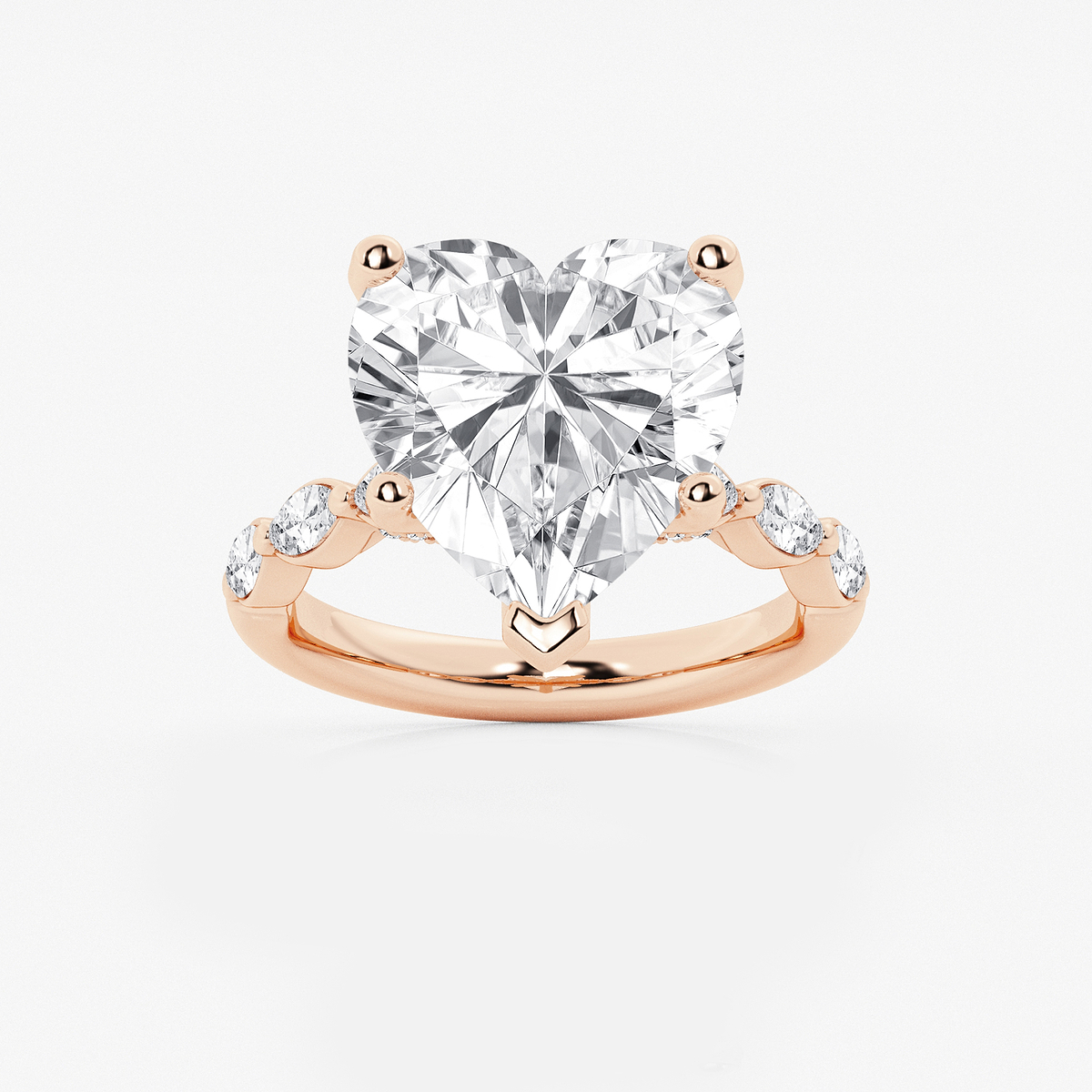 8 1/2 ctw Heart Lab Grown Diamond Engagement Ring with Floating Marquise Side Accents