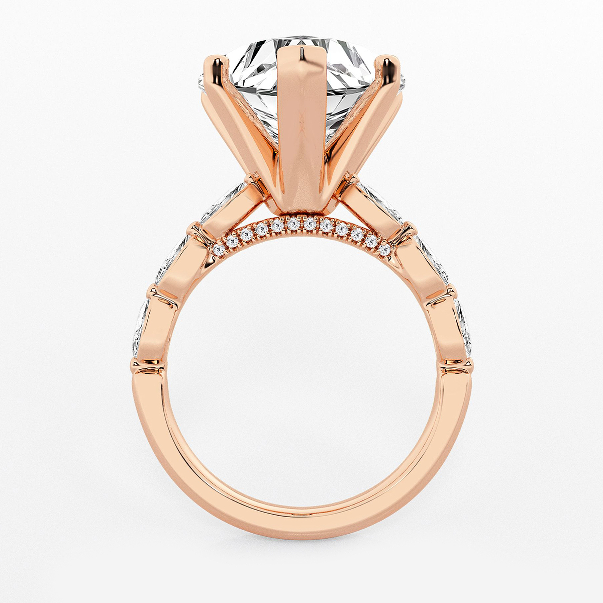 Additional Image 1 for  8 1/2 ctw Heart Lab Grown Diamond Engagement Ring with Floating Marquise Side Accents