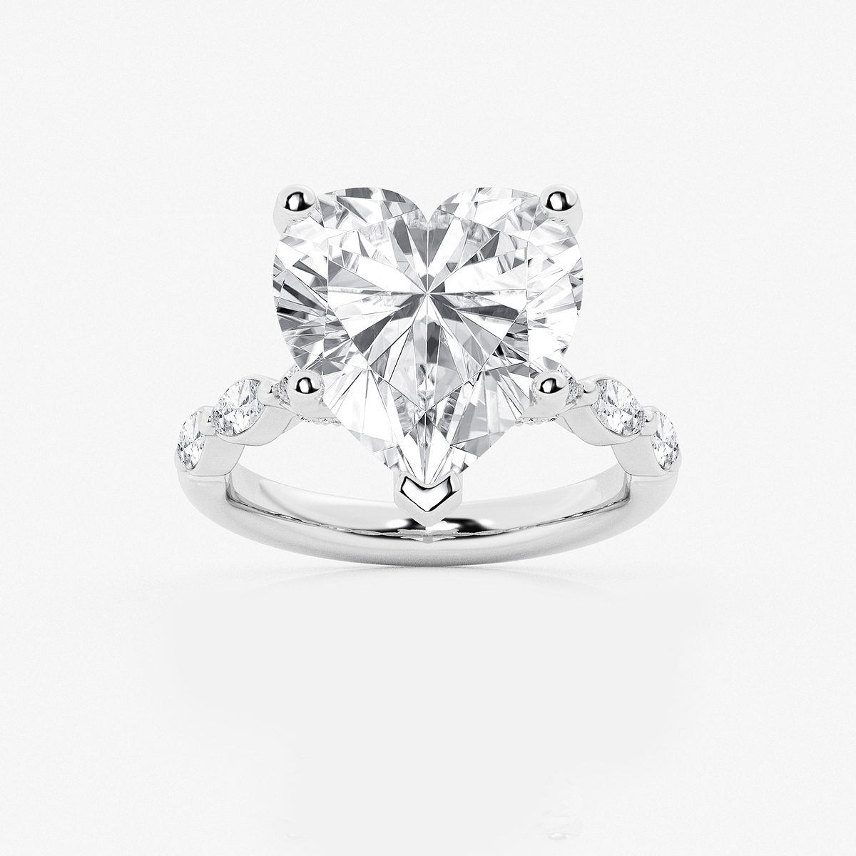 8 1/2 ctw Heart Lab Grown Diamond Engagement Ring with Floating Marquise Side Accents