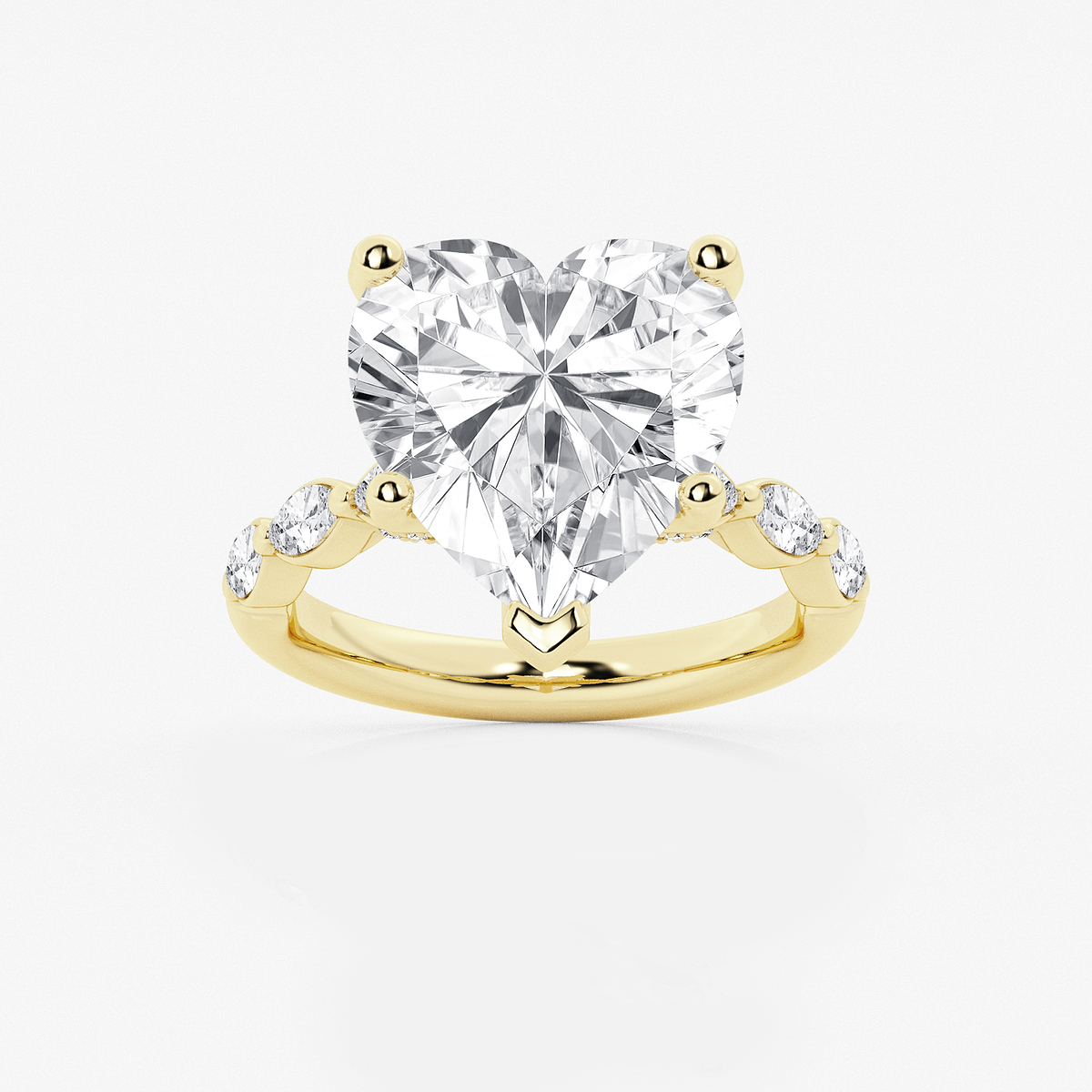 8 1/2 ctw Heart Lab Grown Diamond Engagement Ring with Floating Marquise Side Accents