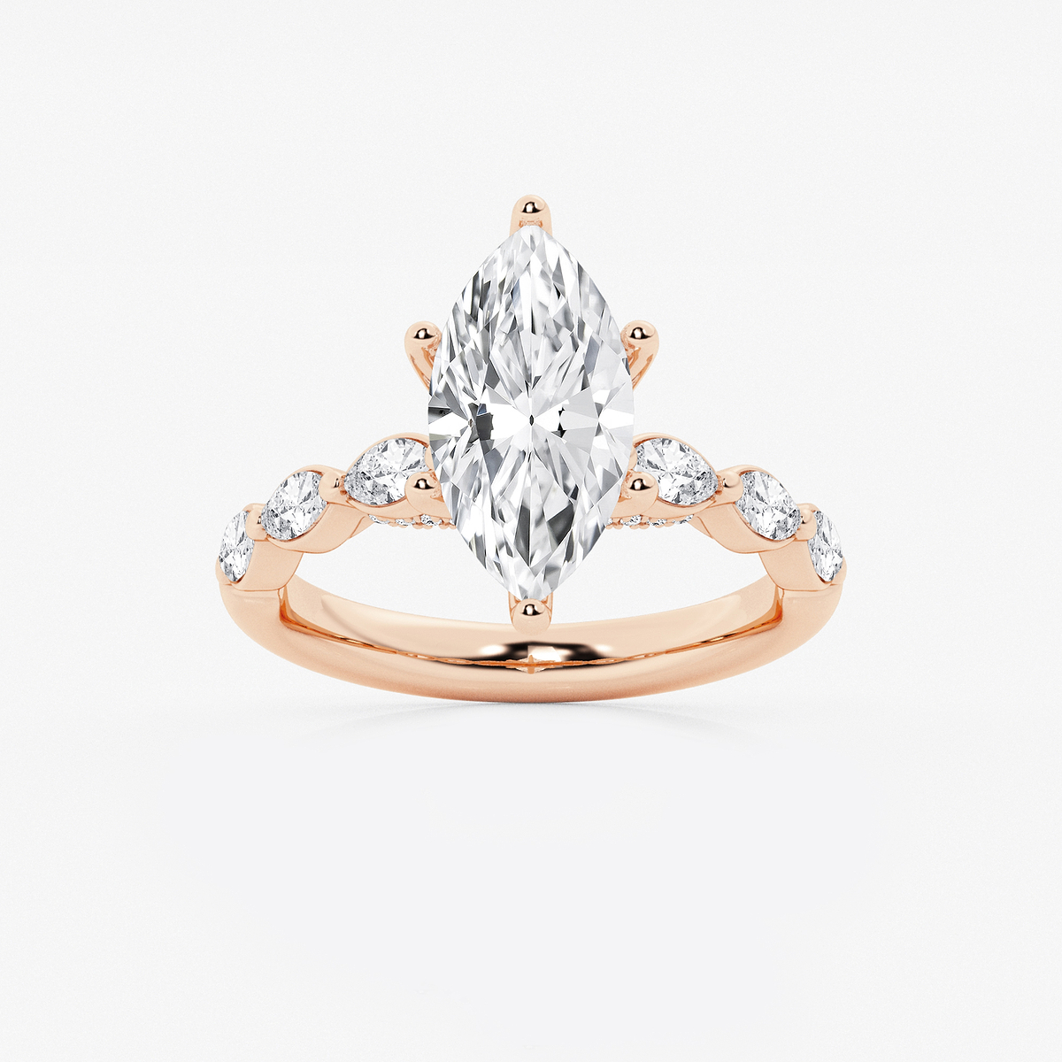 2 1/2 ctw Marquise Lab Grown Diamond Engagement Ring with Floating Marquise Side Accents