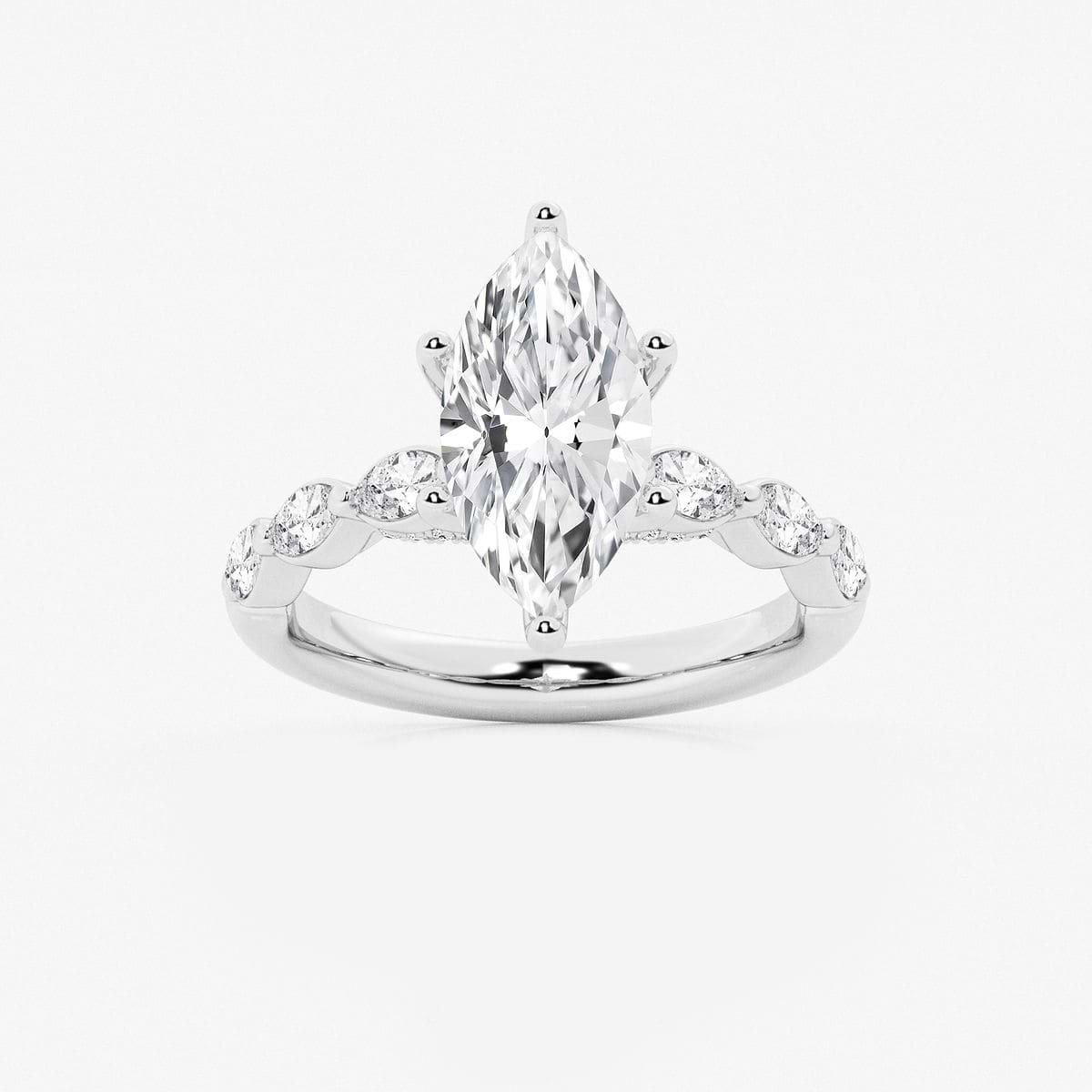 2 1/2 ctw Marquise Lab Grown Diamond Engagement Ring with Floating Marquise Side Accents 14K White Gold, F, VS2
