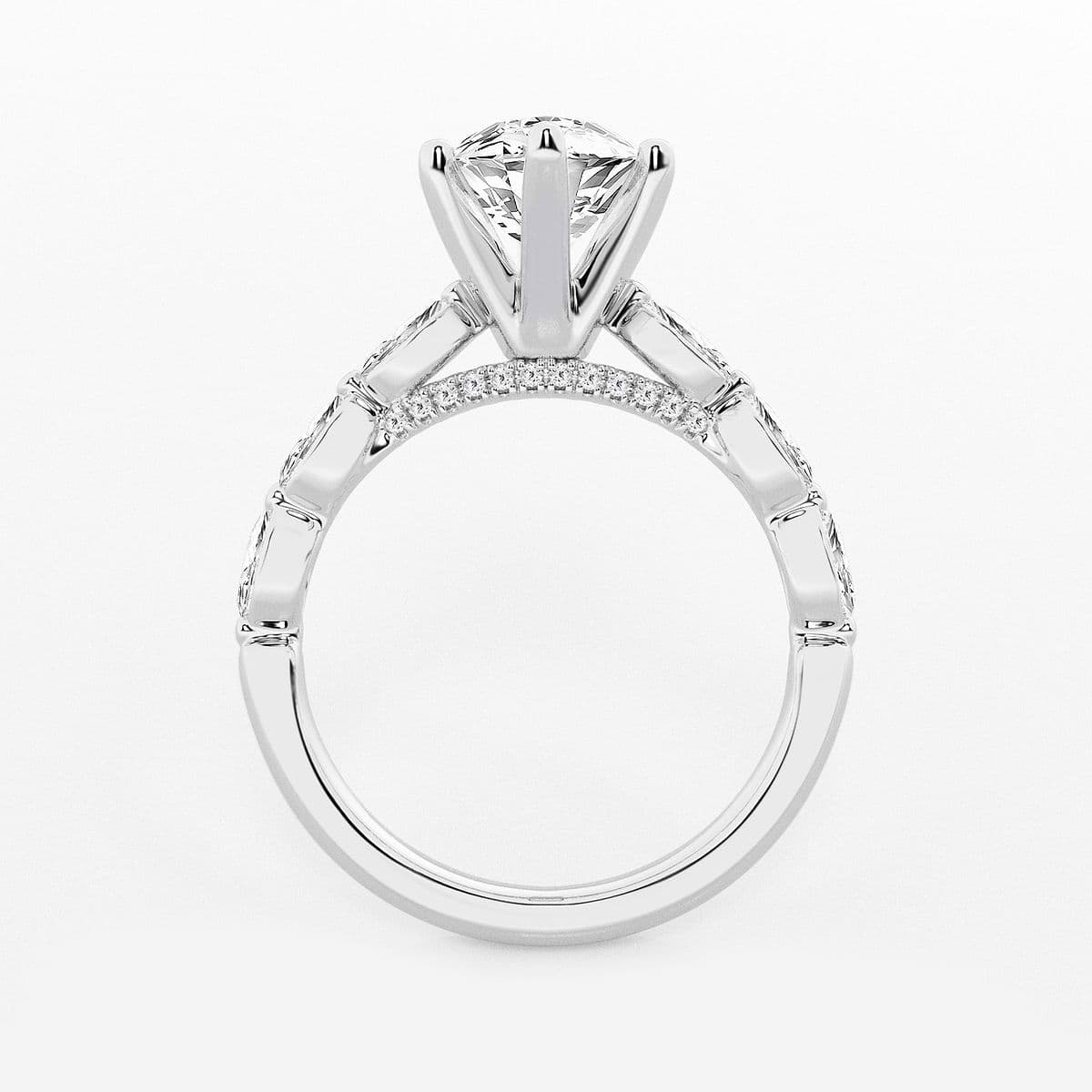 2 1/2 ctw Marquise Lab Grown Diamond Engagement Ring with Floating Marquise Side Accents 14K White Gold, F, VS2