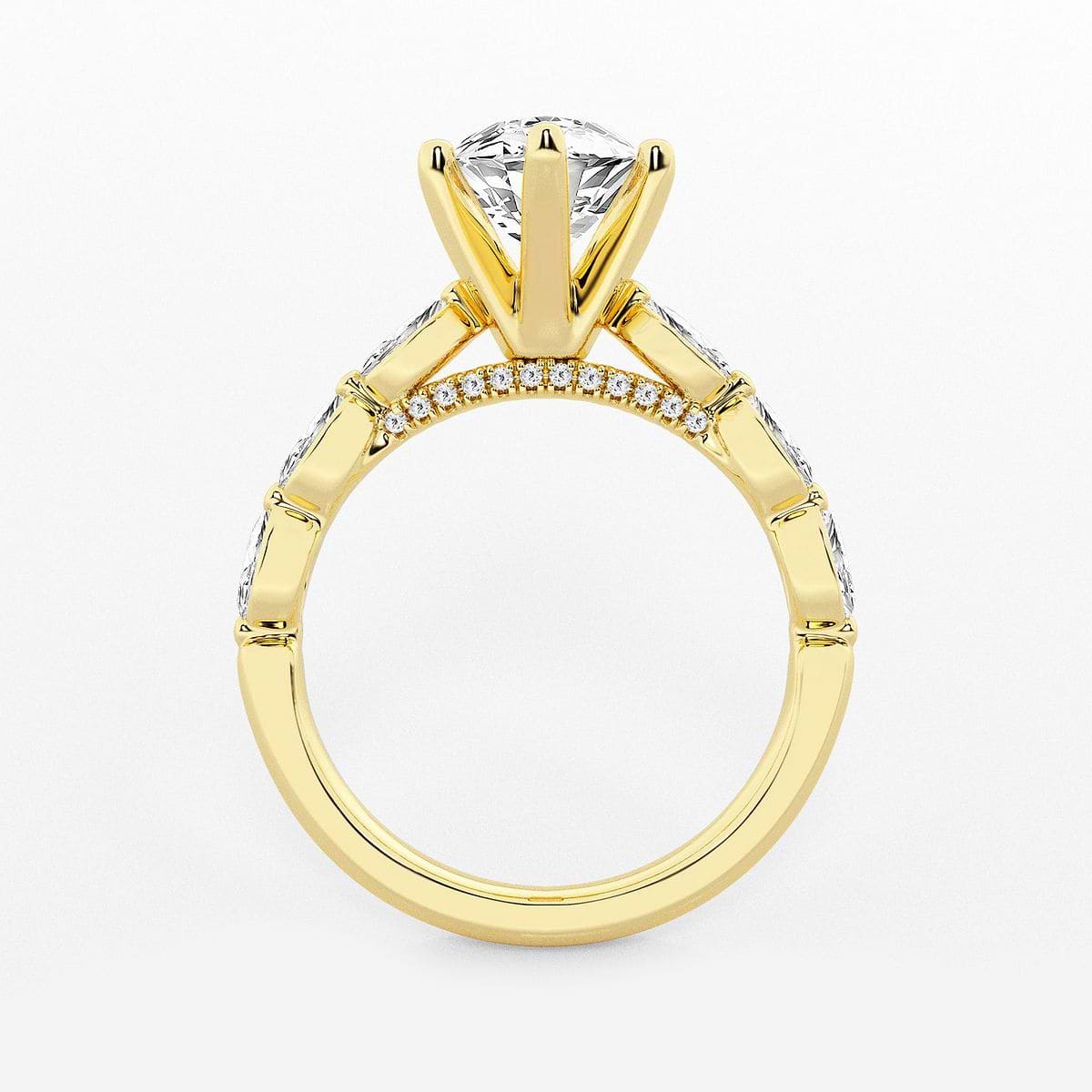 2 1/2 ctw Marquise Lab Grown Diamond Engagement Ring with Floating Marquise Side Accents 14K Yellow Gold, E+, VS1+