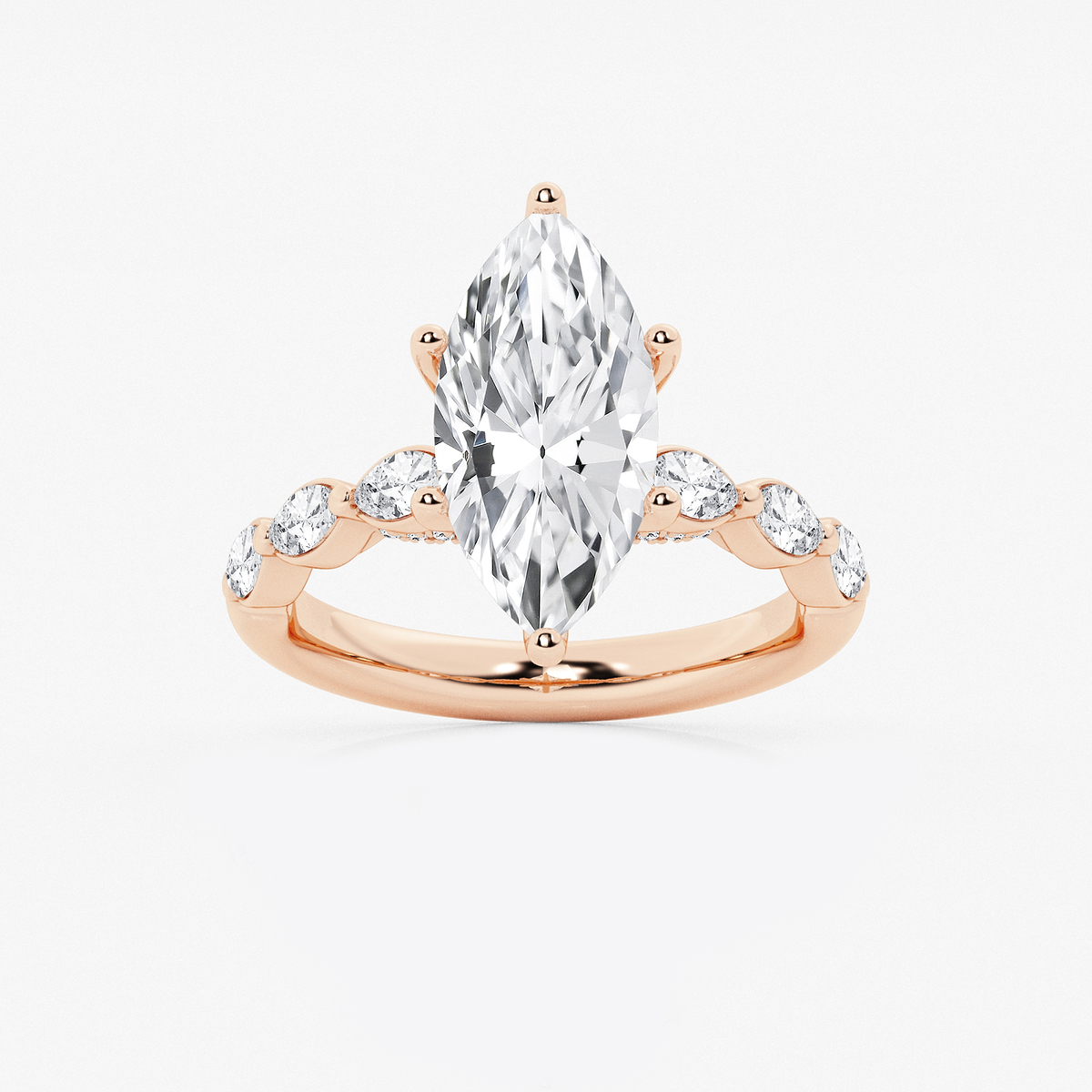 3 ctw Marquise Lab Grown Diamond Engagement Ring with Floating Marquise Side Accents