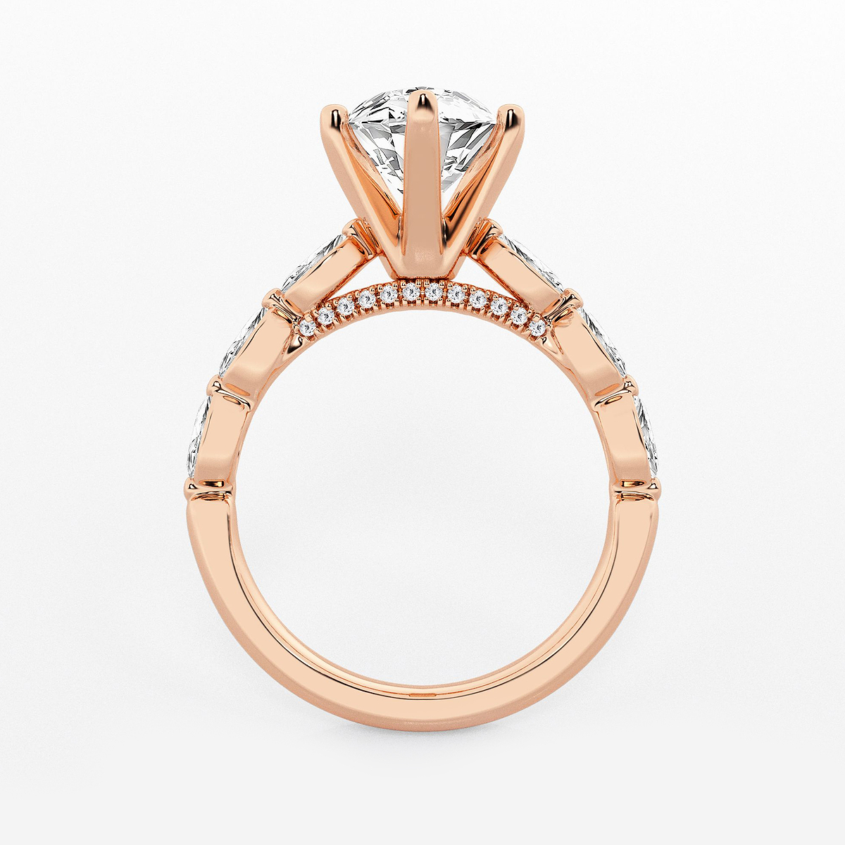 Additional Image 1 for  3 ctw Marquise Lab Grown Diamond Engagement Ring with Floating Marquise Side Accents