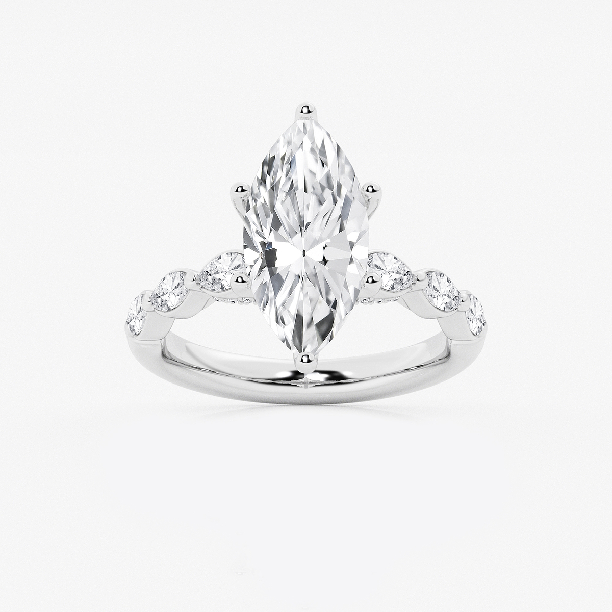 3 1/2 ctw Marquise Lab Grown Diamond Engagement Ring with Floating Marquise Side Accents