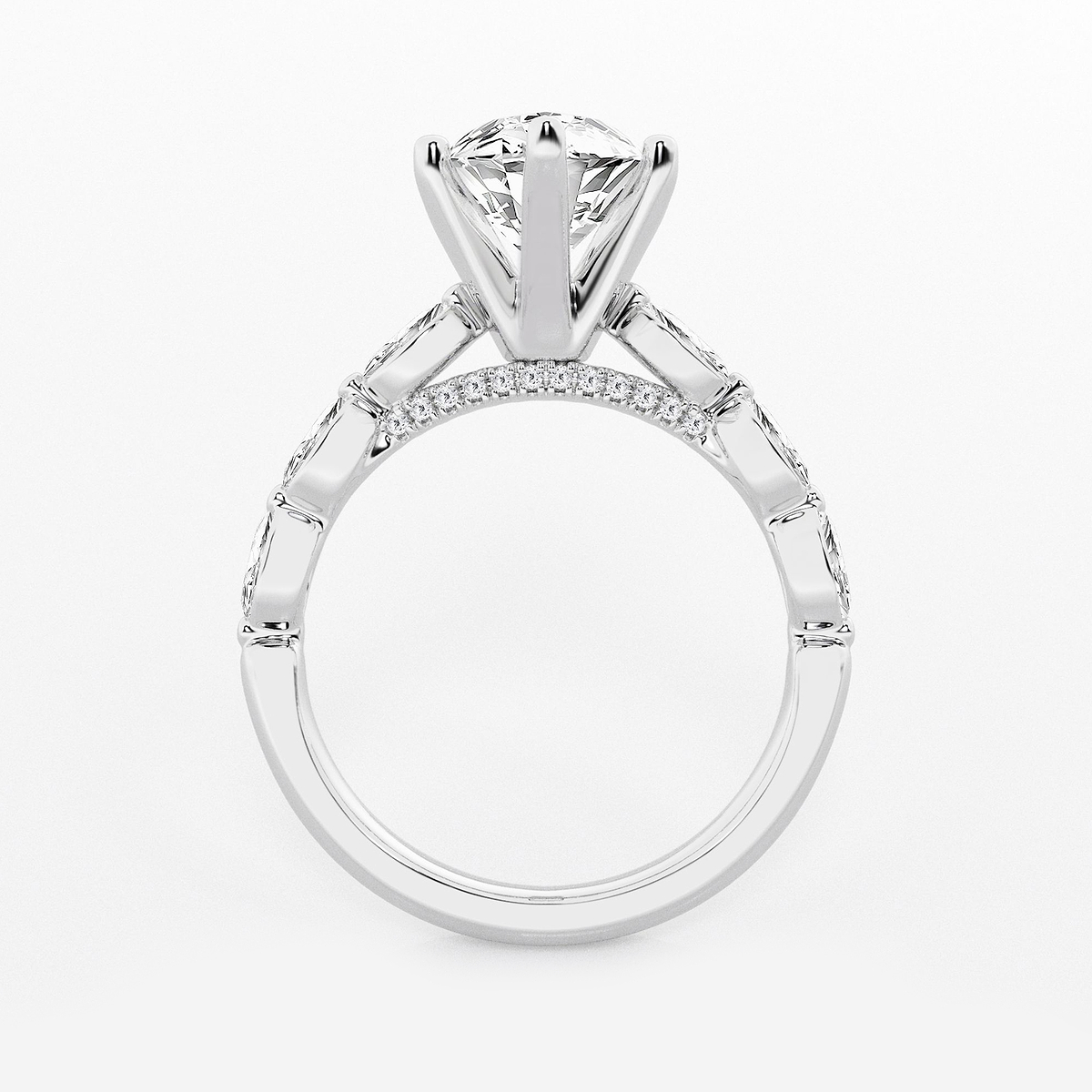Additional Image 1 for  3 1/2 ctw Marquise Lab Grown Diamond Engagement Ring with Floating Marquise Side Accents