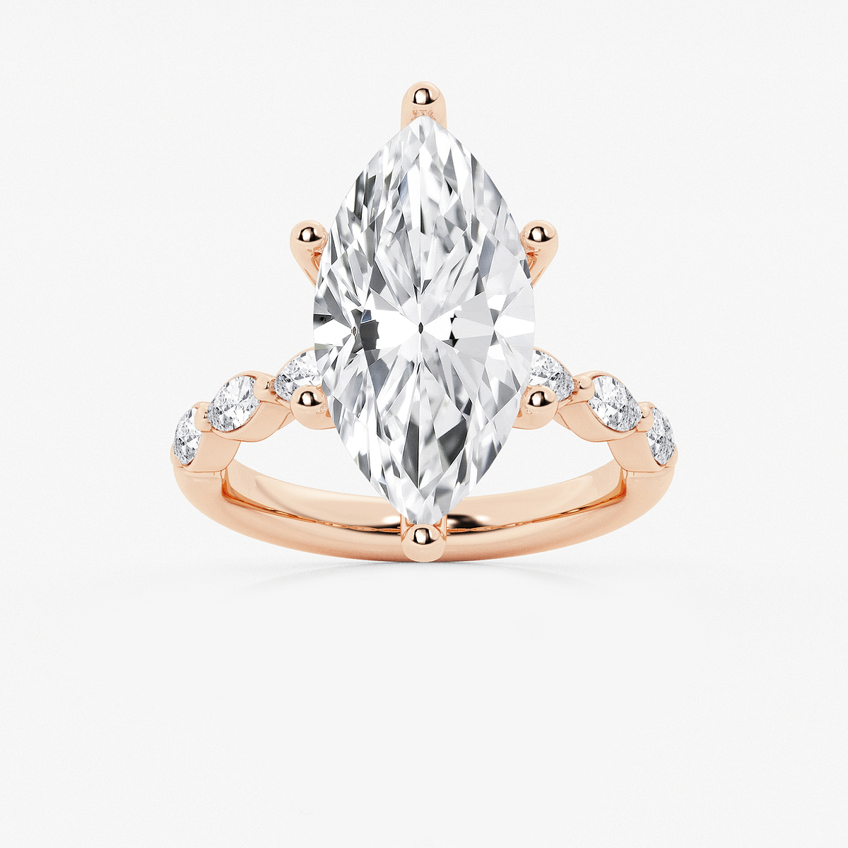 6 1/2 ctw Marquise Lab Grown Diamond Engagement Ring with Floating Marquise Side Accents