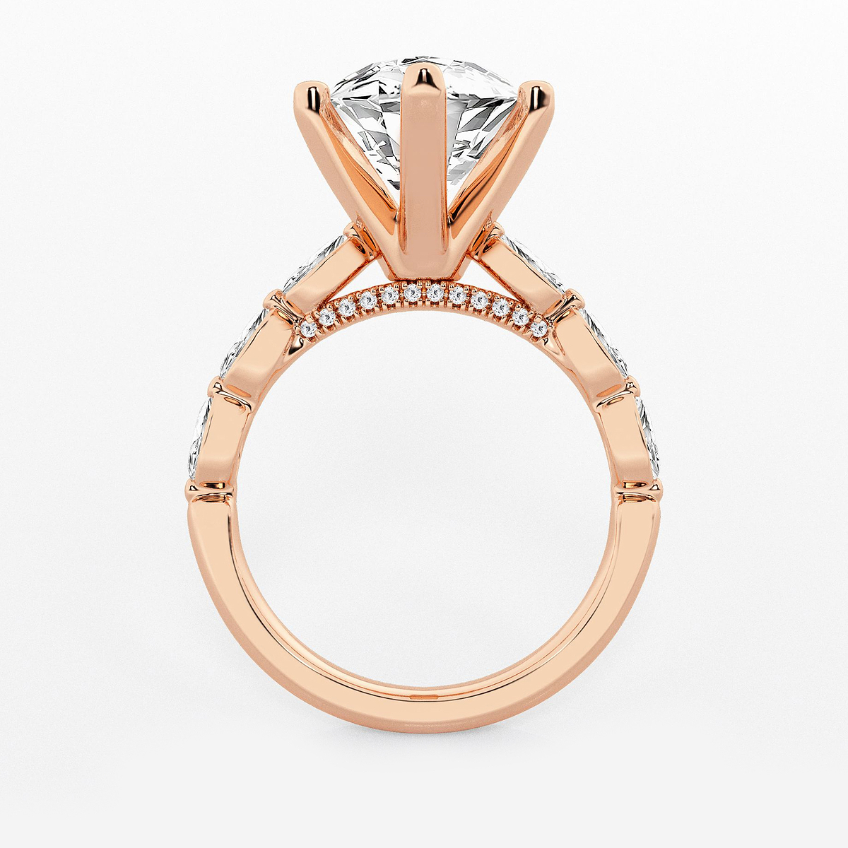 Additional Image 1 for  6 1/2 ctw Marquise Lab Grown Diamond Engagement Ring with Floating Marquise Side Accents