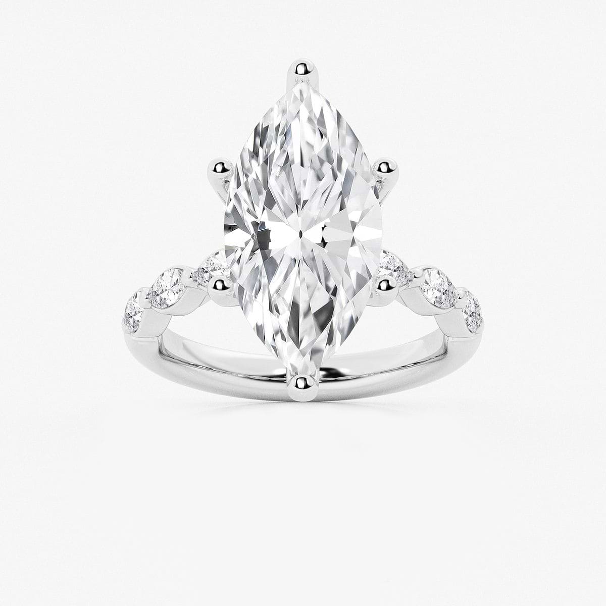 6 1/2 ctw Marquise Lab Grown Diamond Engagement Ring with Floating Marquise Side Accents Platinum, E, VS1
