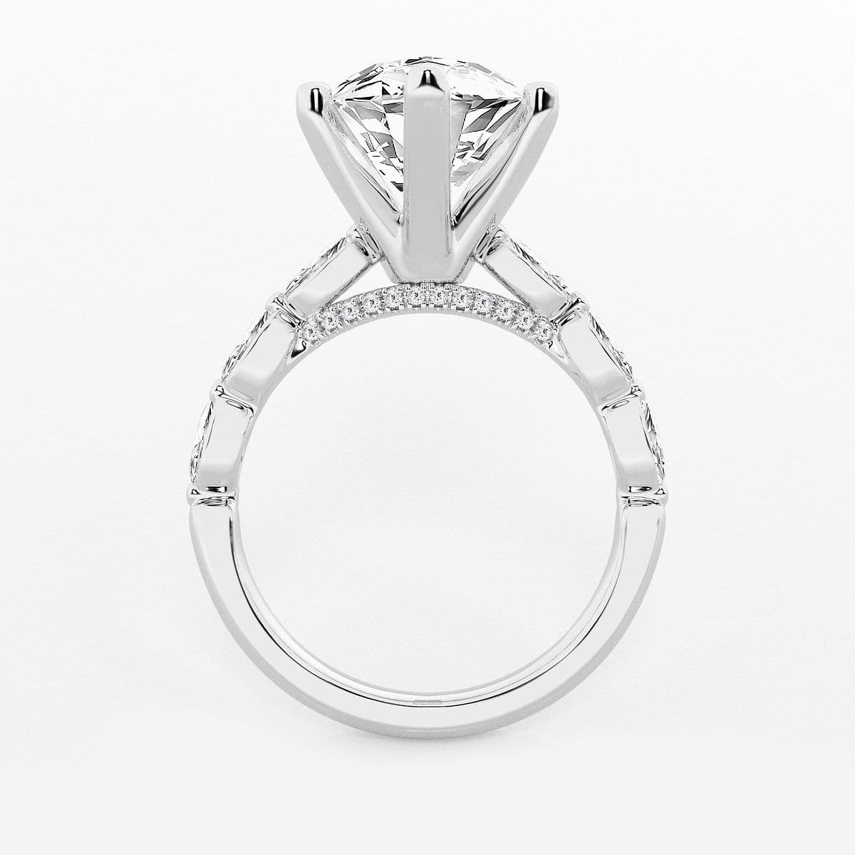 6 1/2 ctw Marquise Lab Grown Diamond Engagement Ring with Floating Marquise Side Accents Platinum, E, VS1
