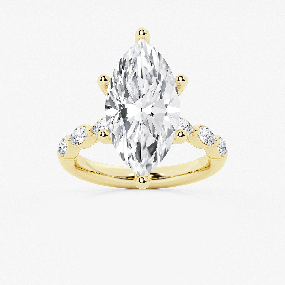 6 1/2 ctw Marquise Lab Grown Diamond Engagement Ring with Floating Marquise Side Accents