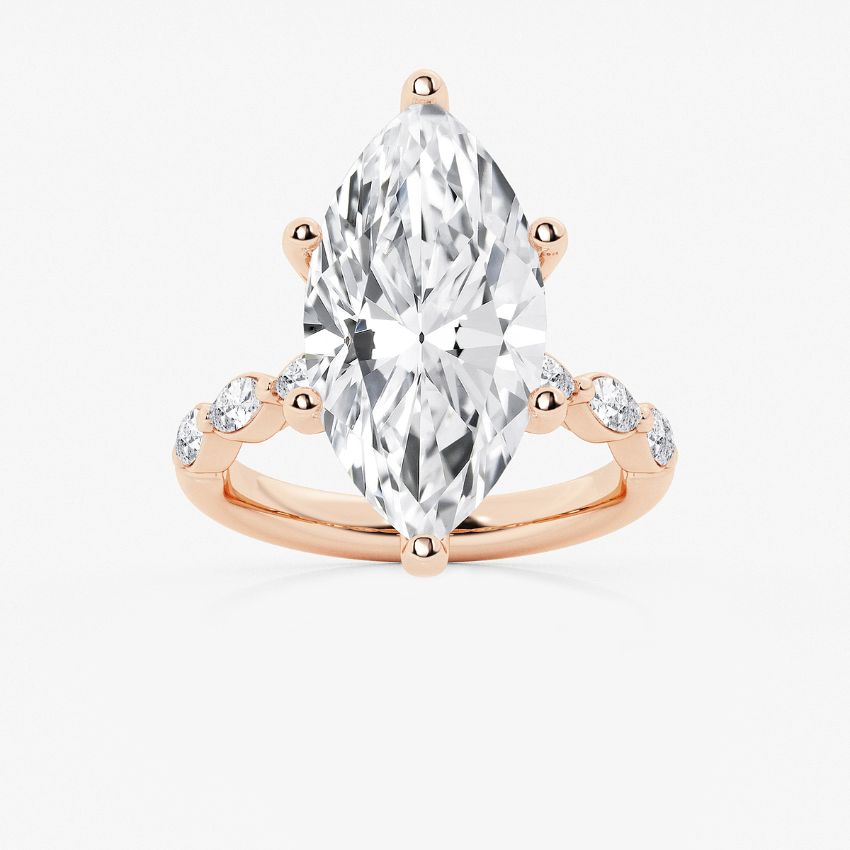 8 1/2 ctw Marquise Lab Grown Diamond Engagement Ring with Floating Marquise Side Accents