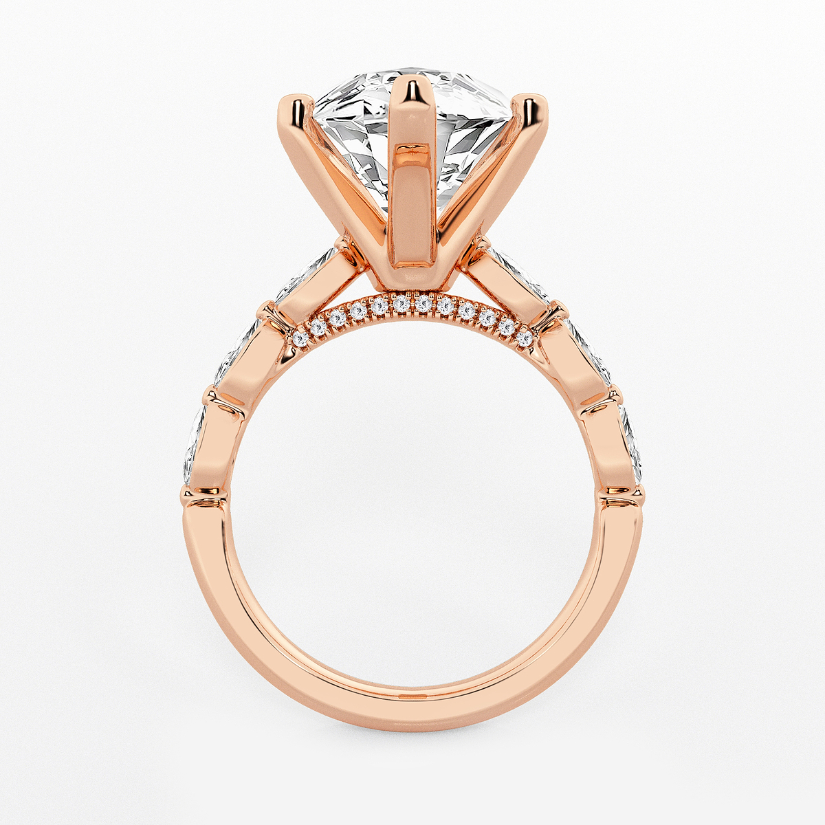 Additional Image 1 for  8 1/2 ctw Marquise Lab Grown Diamond Engagement Ring with Floating Marquise Side Accents