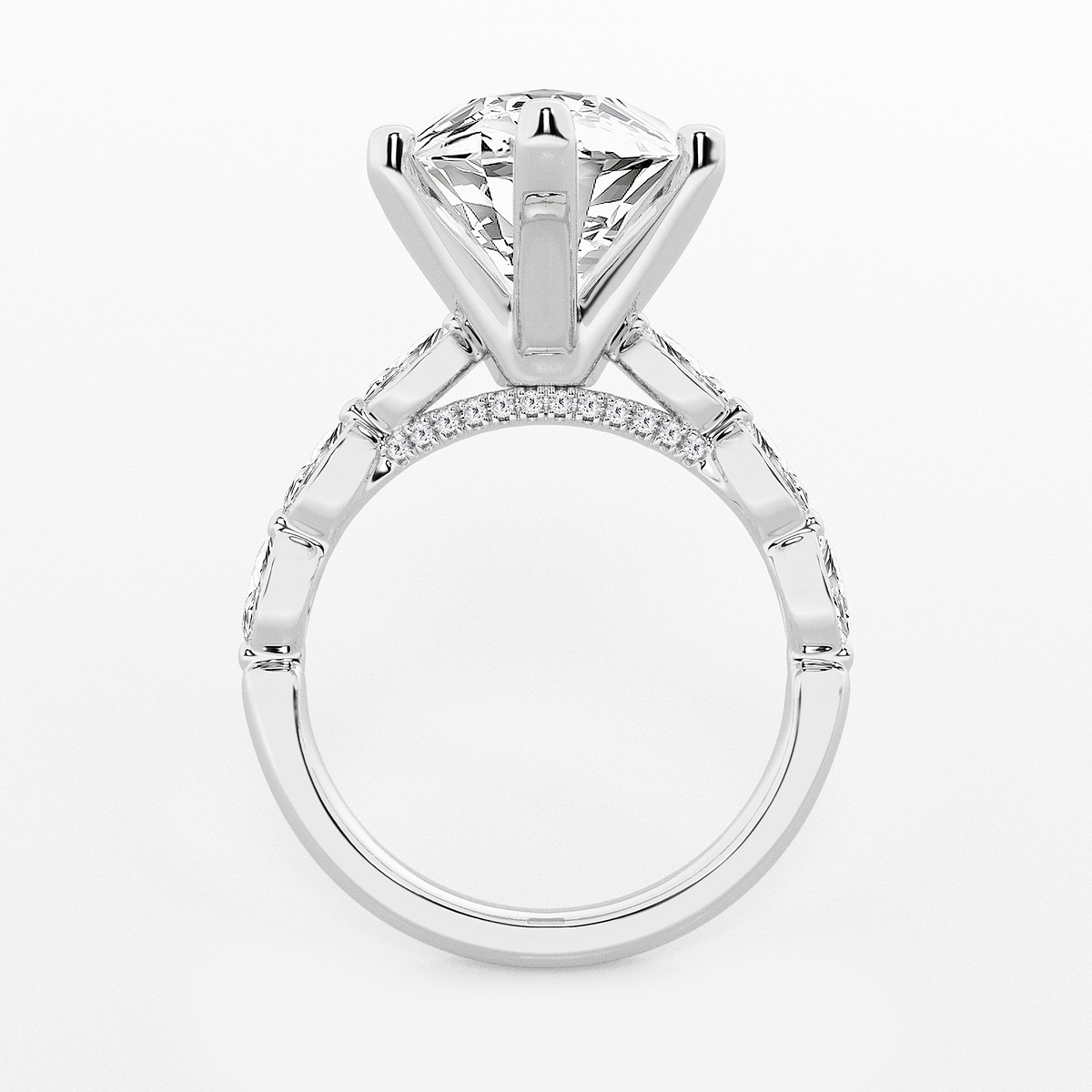 Additional Image 1 for  8 1/2 ctw Marquise Lab Grown Diamond Engagement Ring with Floating Marquise Side Accents